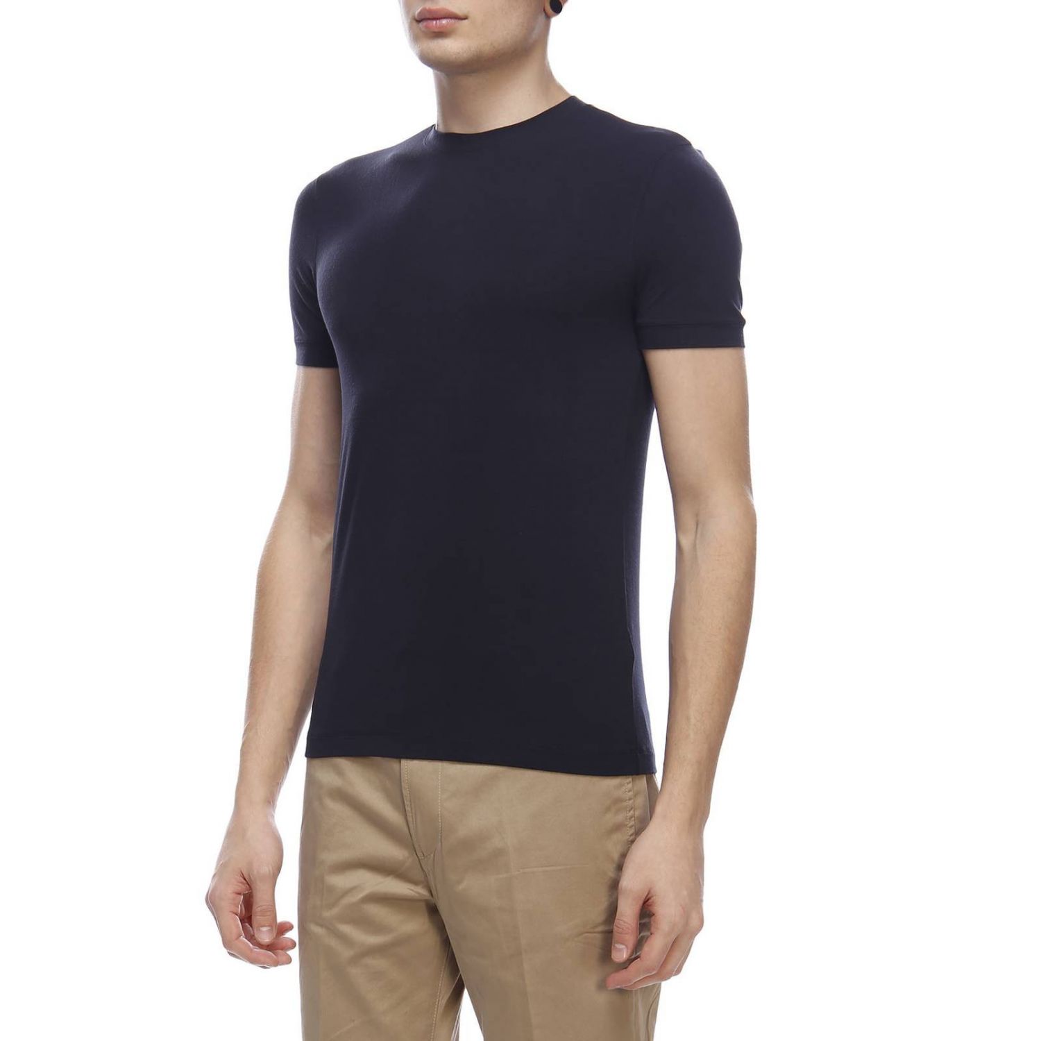 T-shirt Giorgio Armani: T-shirt à col rond en jersey de viscose stretch basique bleu 2