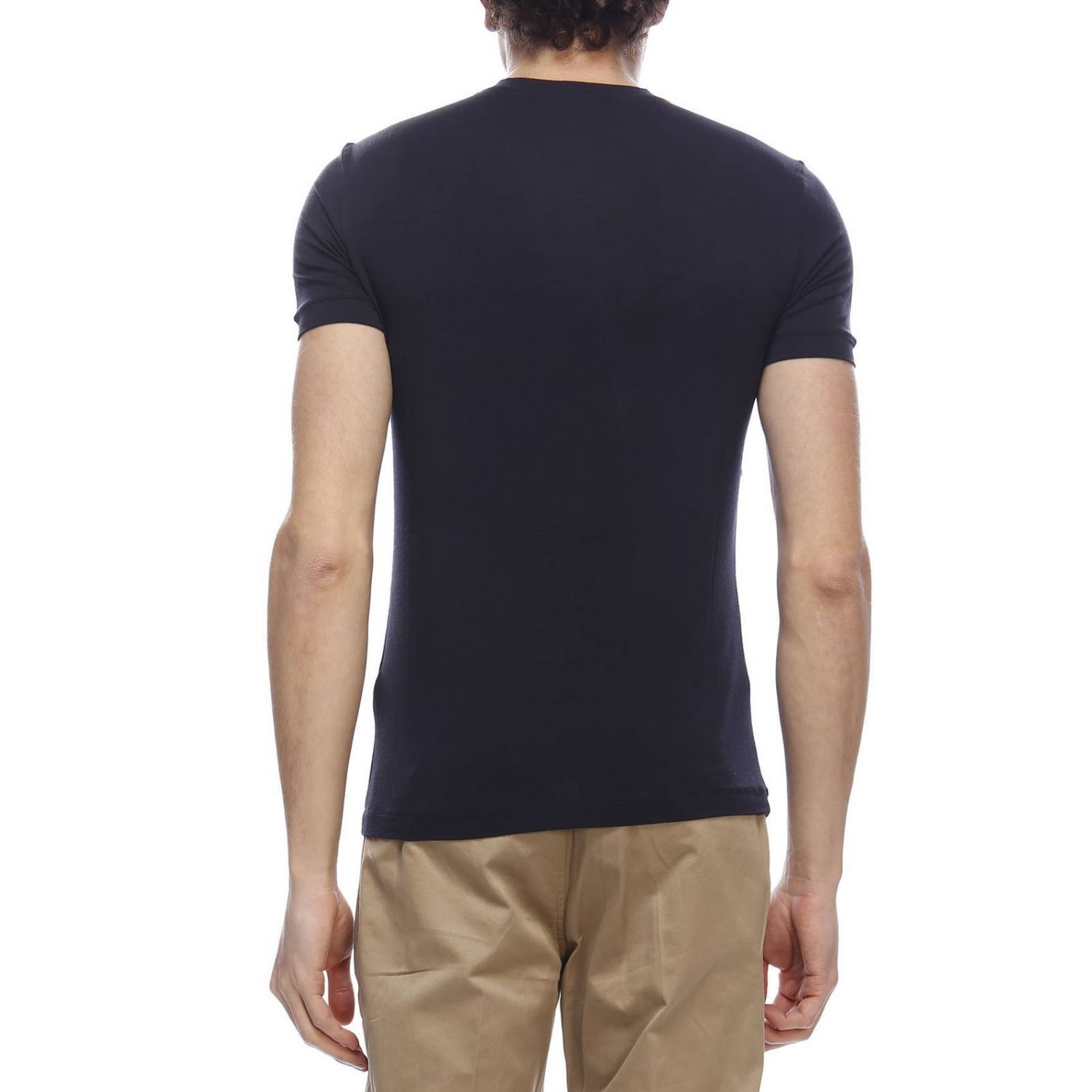 T-shirt Giorgio Armani: T-shirt à col rond en jersey de viscose stretch basique bleu 3