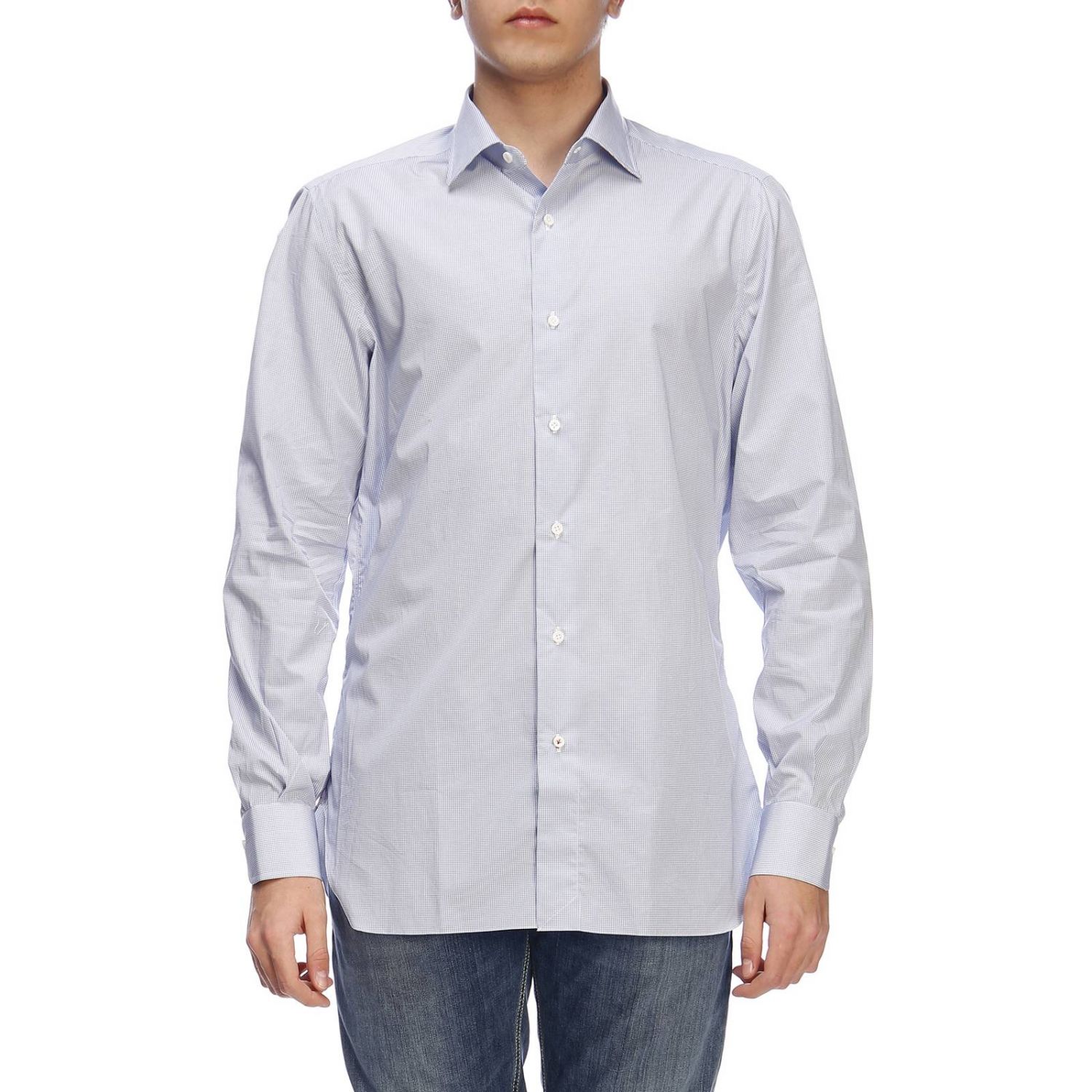 Isaia Outlet: Shirt men | Shirt Isaia Men Gnawed Blue | Shirt Isaia ...