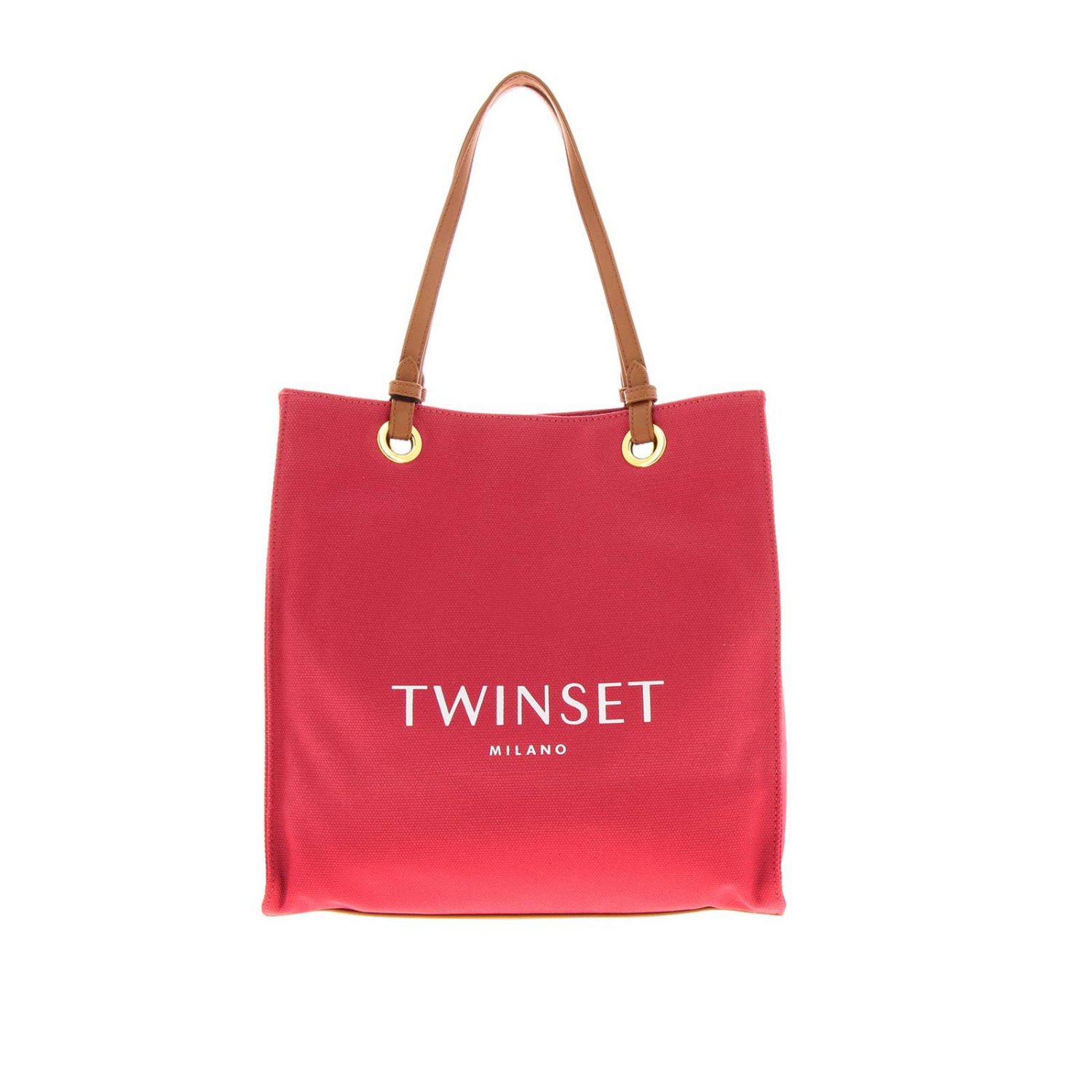 Twinset Outlet Borsa Twin set Shopping Bag In Canvas Con Stampa Logo
