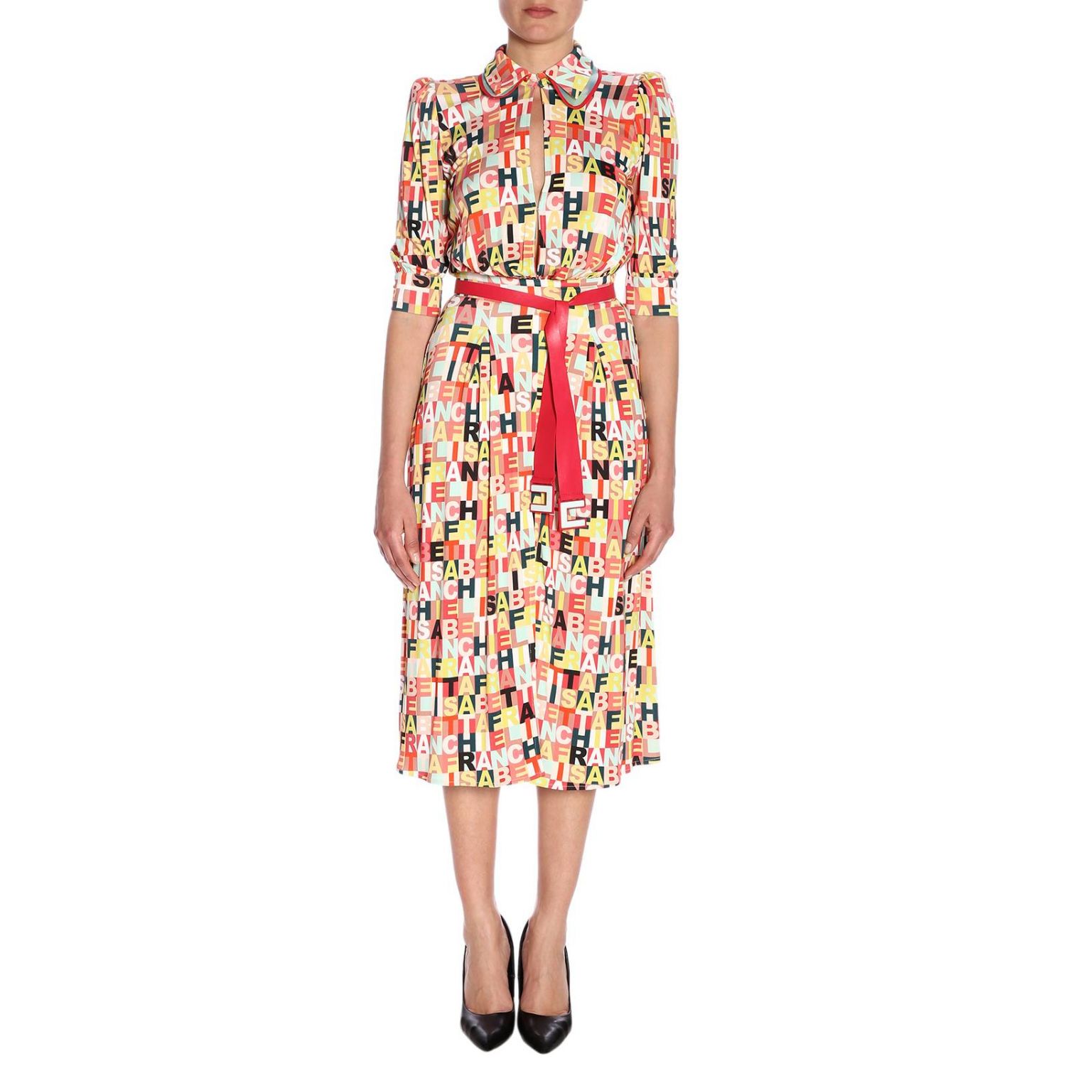 Elisabetta Franchi Outlet: Abito con logo all over - Fantasia | Abito  Elisabetta Franchi AB661 92E2 GIGLIO.COM