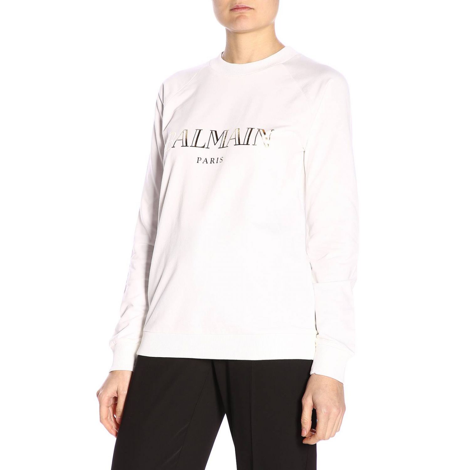 BALMAIN: Sweater women - White | Sweater Balmain RF13735I044 GIGLIO.COM