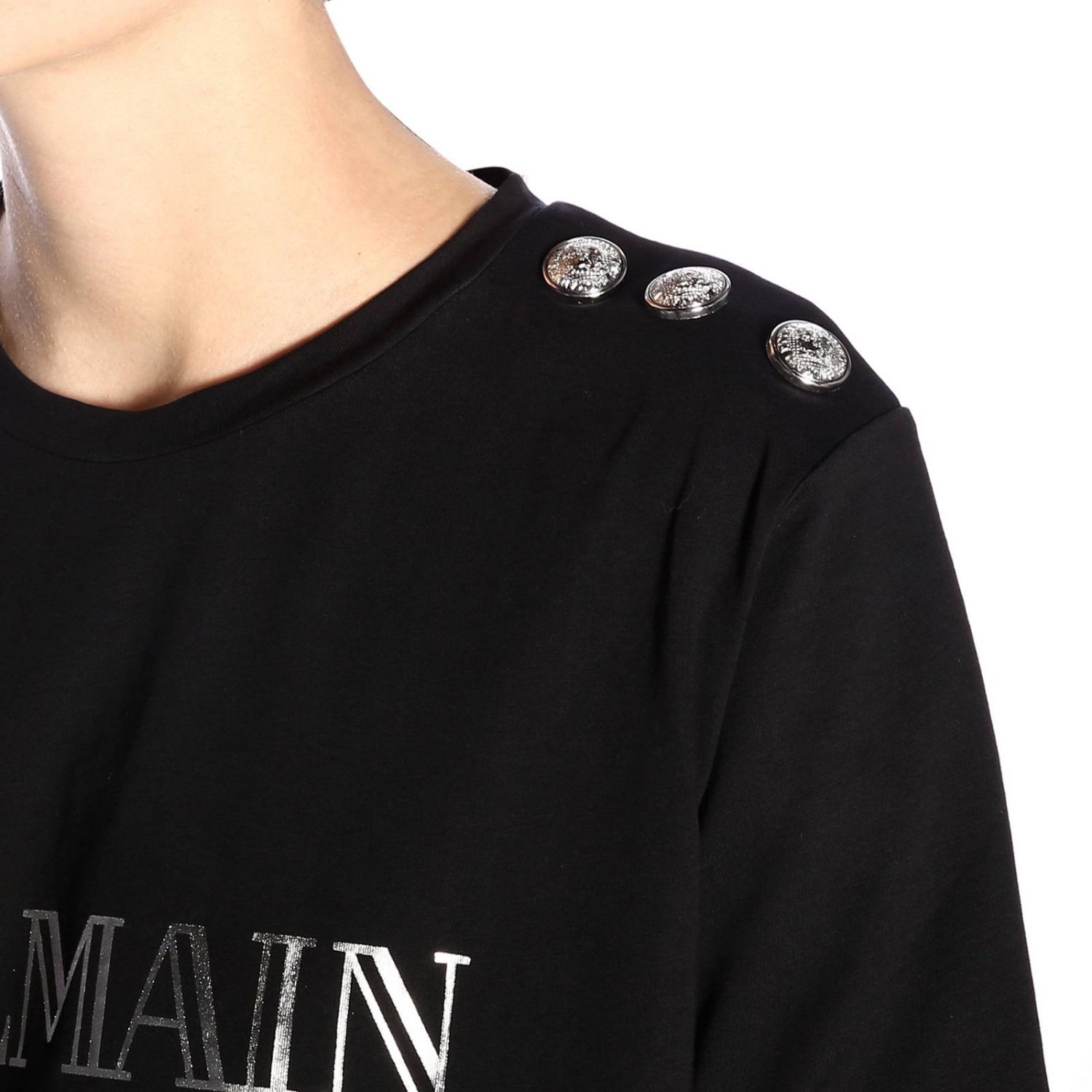 BALMAIN: t-shirt for women Black | t-shirt RF01322I170 online on GIGLIO.COM