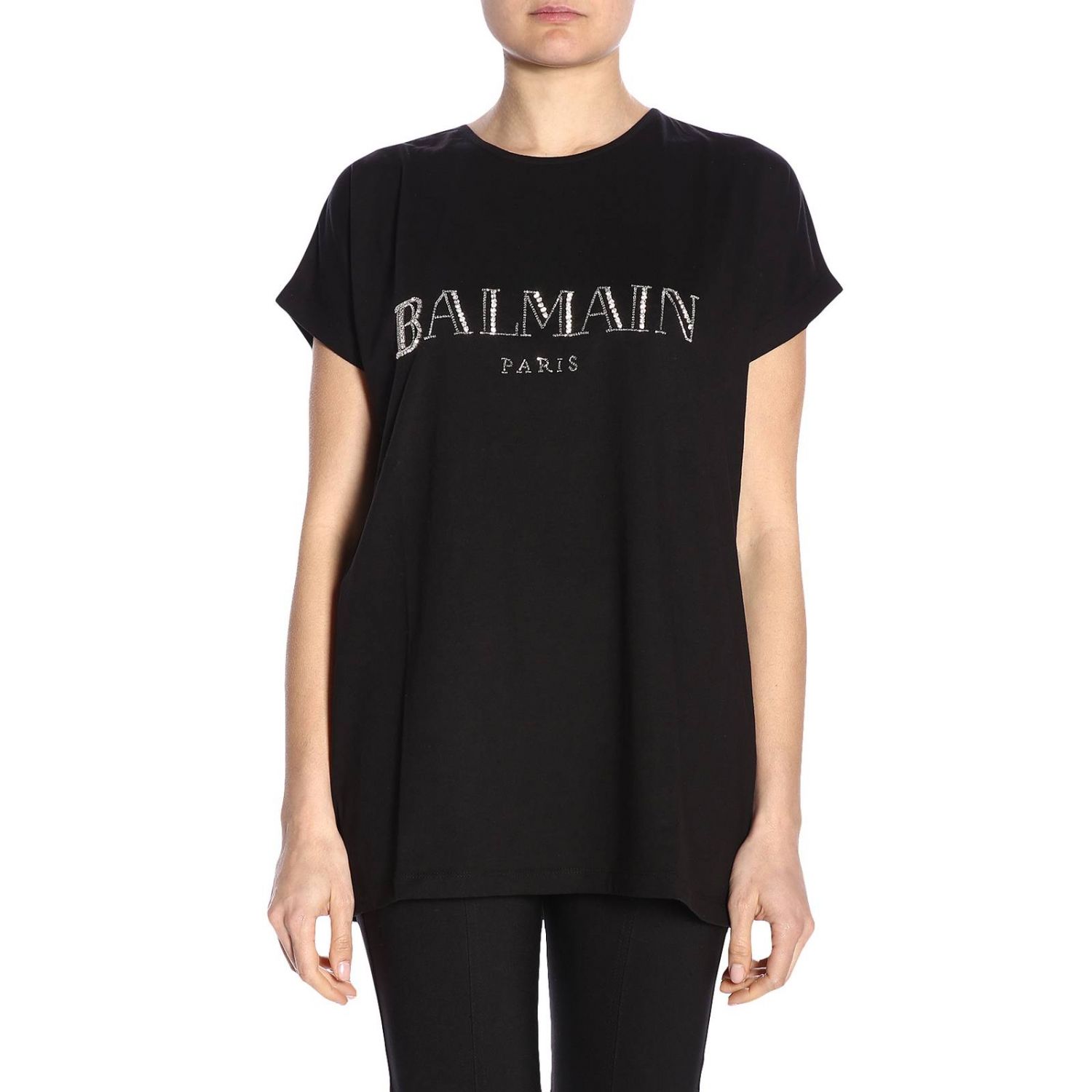 Genbruge møde Ups BALMAIN: T-shirt women | T-Shirt Balmain Women Black | T-Shirt Balmain  RF01717P013 GIGLIO.COM