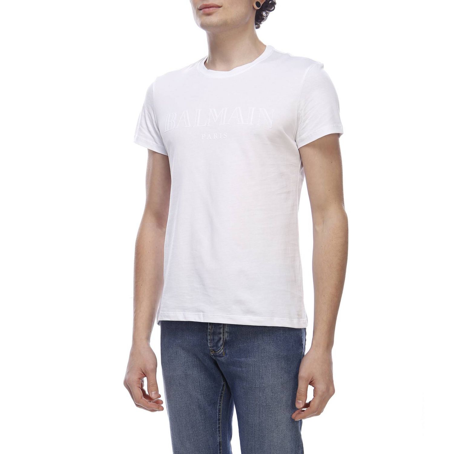 BALMAIN: t-shirt for man - White | Balmain t-shirt RH11601I058 online ...
