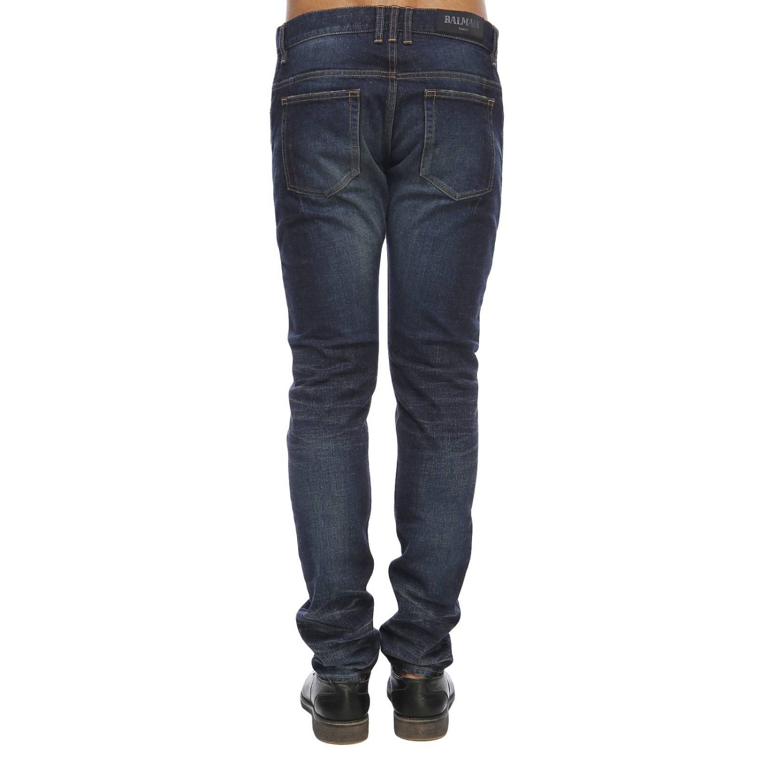 navy blue balmain jeans