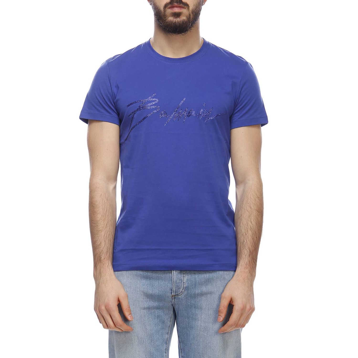 Balmain Outlet: T-shirt men - Royal Blue | T-Shirt Balmain RH01601I161 ...