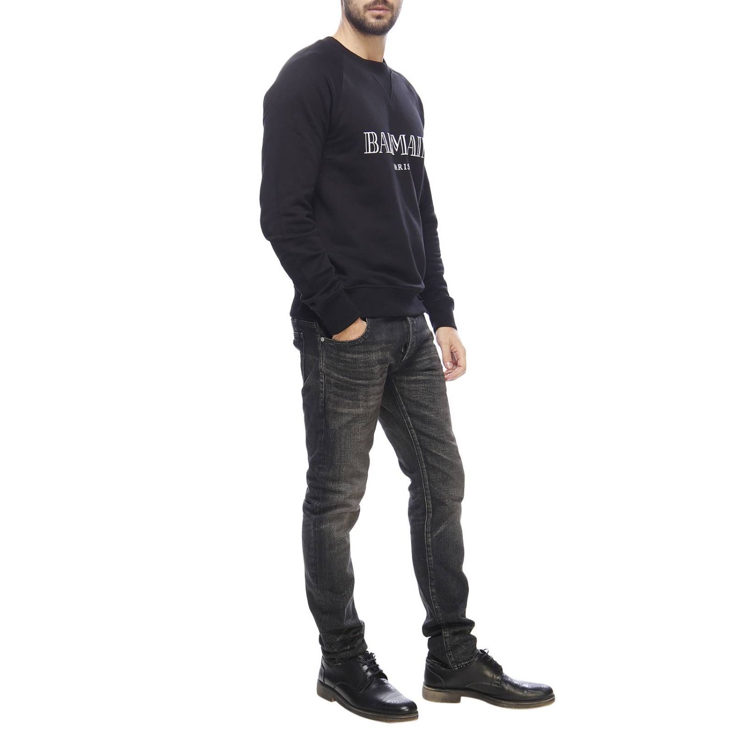 BALMAIN: sweater for man - Black | Balmain sweater RH03279I127 online ...