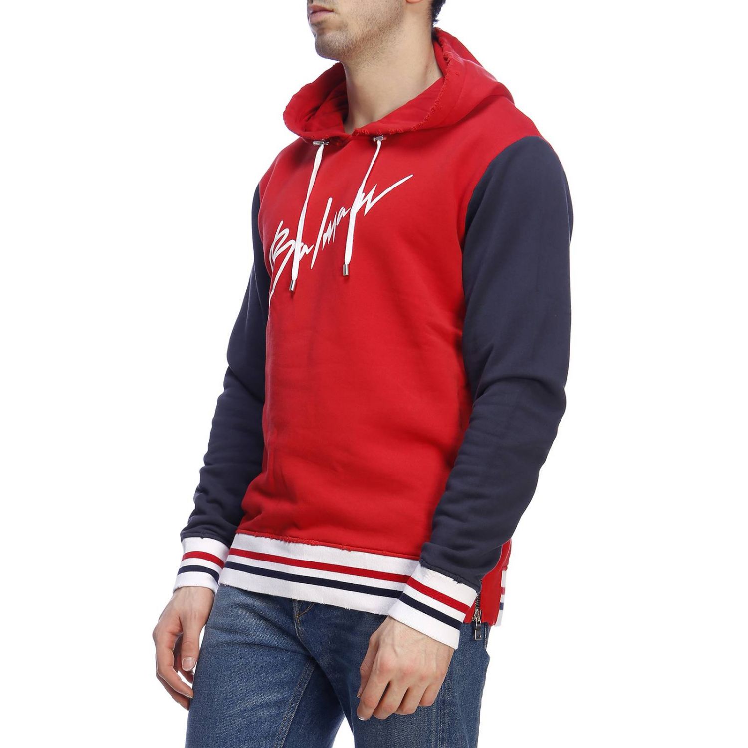 Balmain Outlet: sweater for man - Red | Balmain sweater RH03642I132 ...