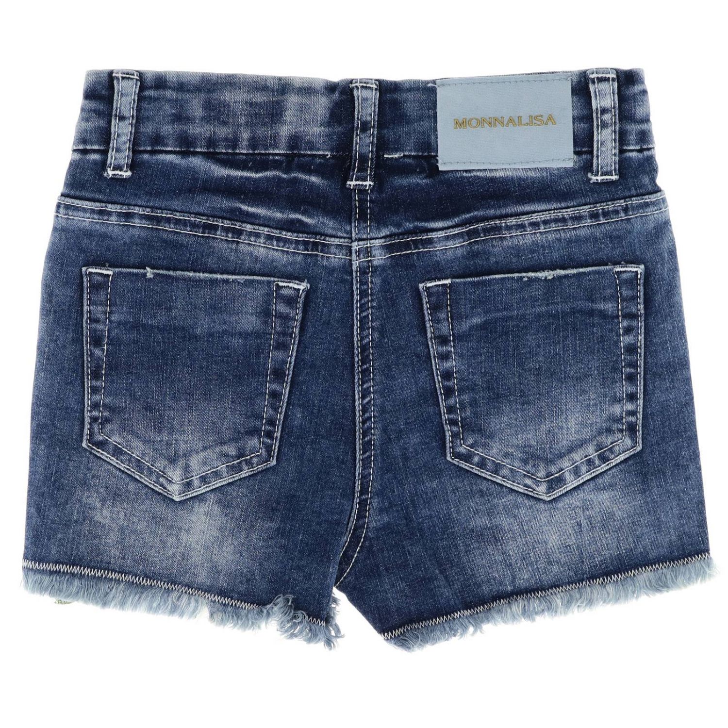 Monnalisa Outlet Pantaloncino di jeans in denim used con orlo