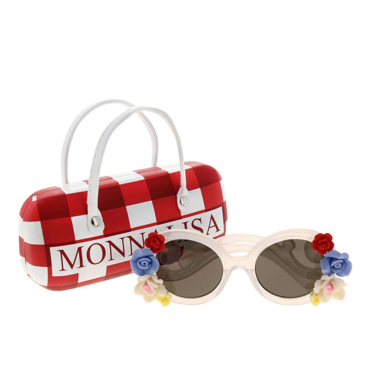 Monnalisa Outlet: Occhiali da sole in acetato con fiori e custodia - Bianco  | Occhiali Monnalisa 993029 3039 GIGLIO.COM