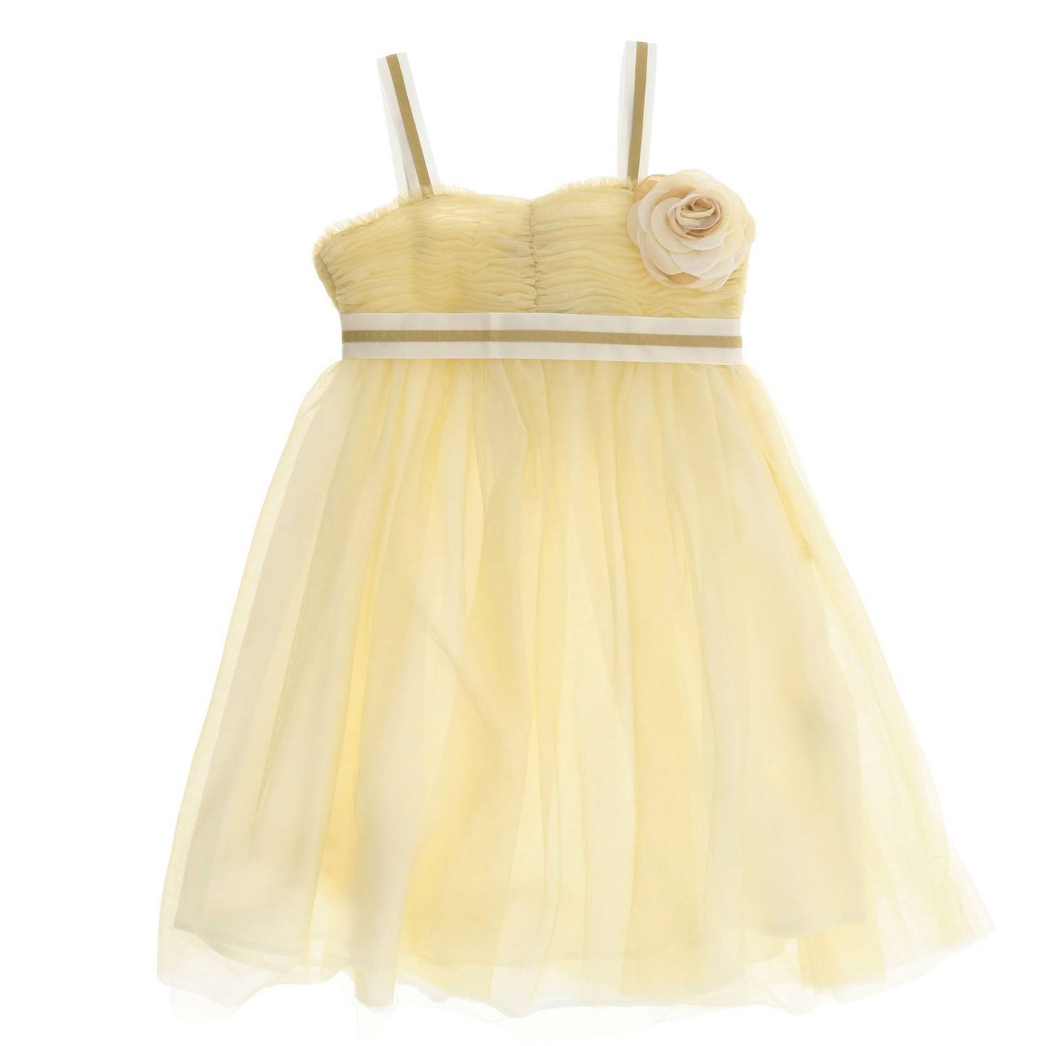Twin Set Outlet Dress kids Dress Twin Set Kids Yellow Cream Dress