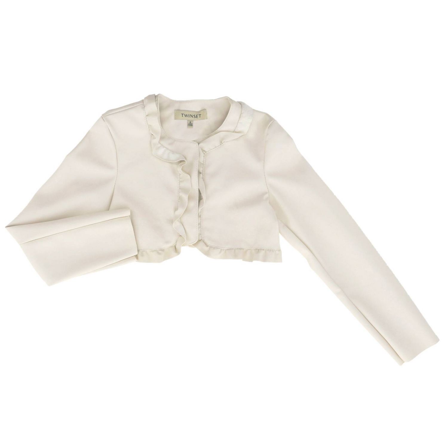 Twinset Outlet: Coprispalle Twin-set basic in pelle sintetica con rouches -  Panna | Giacca Twinset 191GB2500 GIGLIO.COM