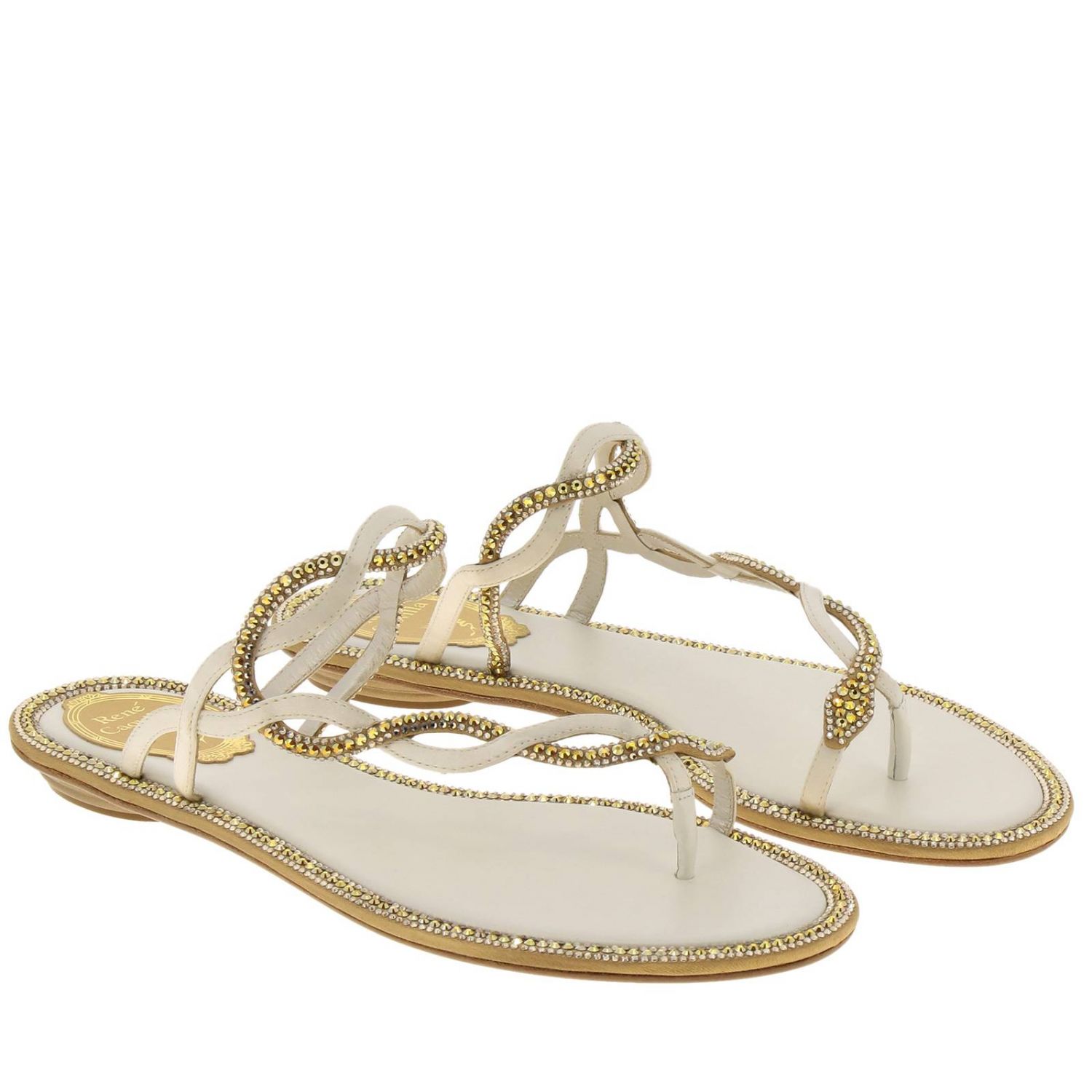 Sandales plates Rene Caovilla: Chaussures femme Rene Caovilla blanc 2