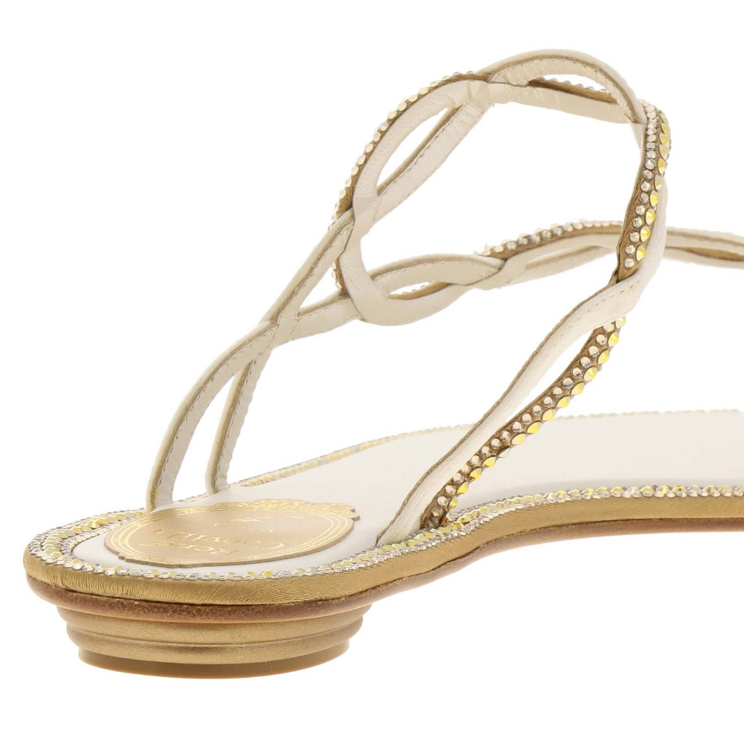 Sandales plates Rene Caovilla: Chaussures femme Rene Caovilla blanc 4