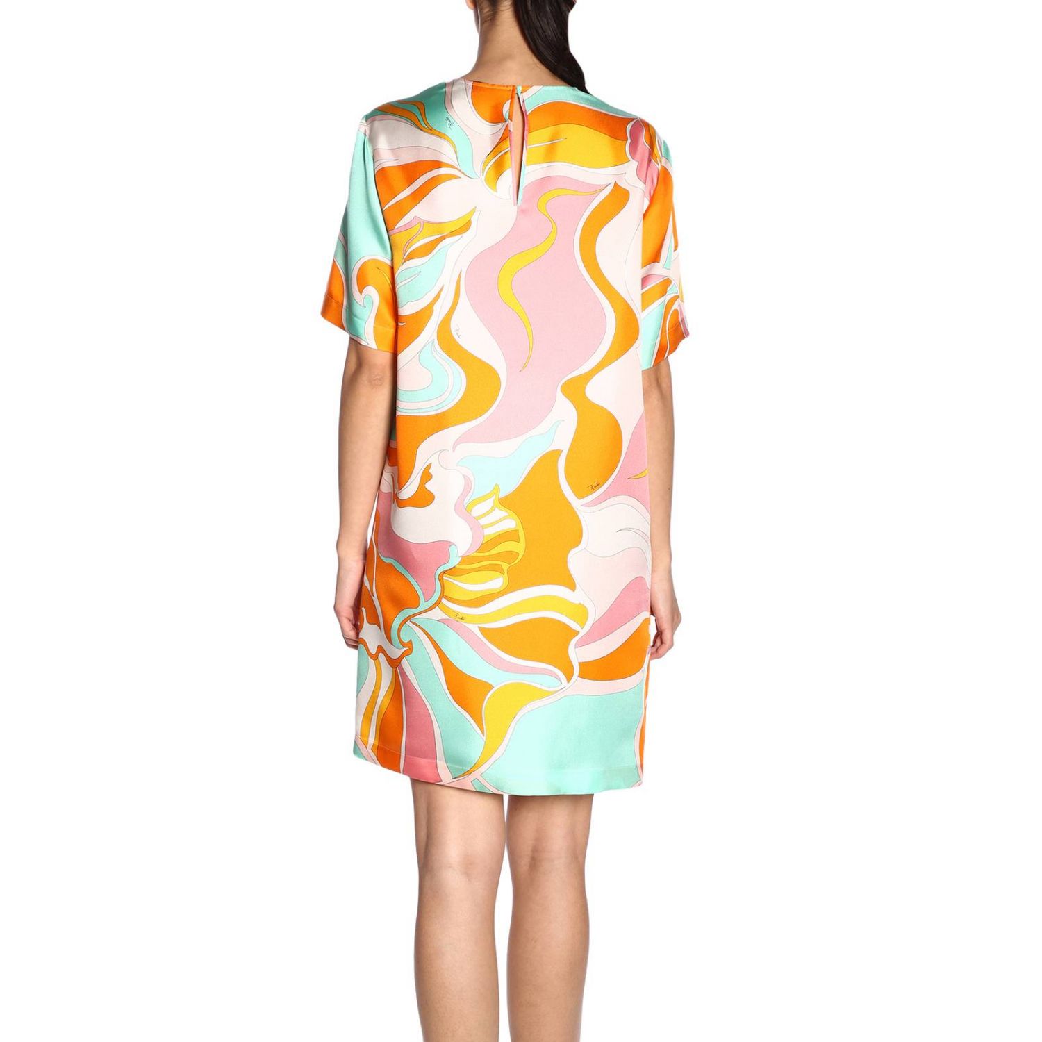 Emilio Pucci Outlet: Abito in seta con stampa rivera - Rosa | Abito Emilio  Pucci 9HRG39 9H771 GIGLIO.COM
