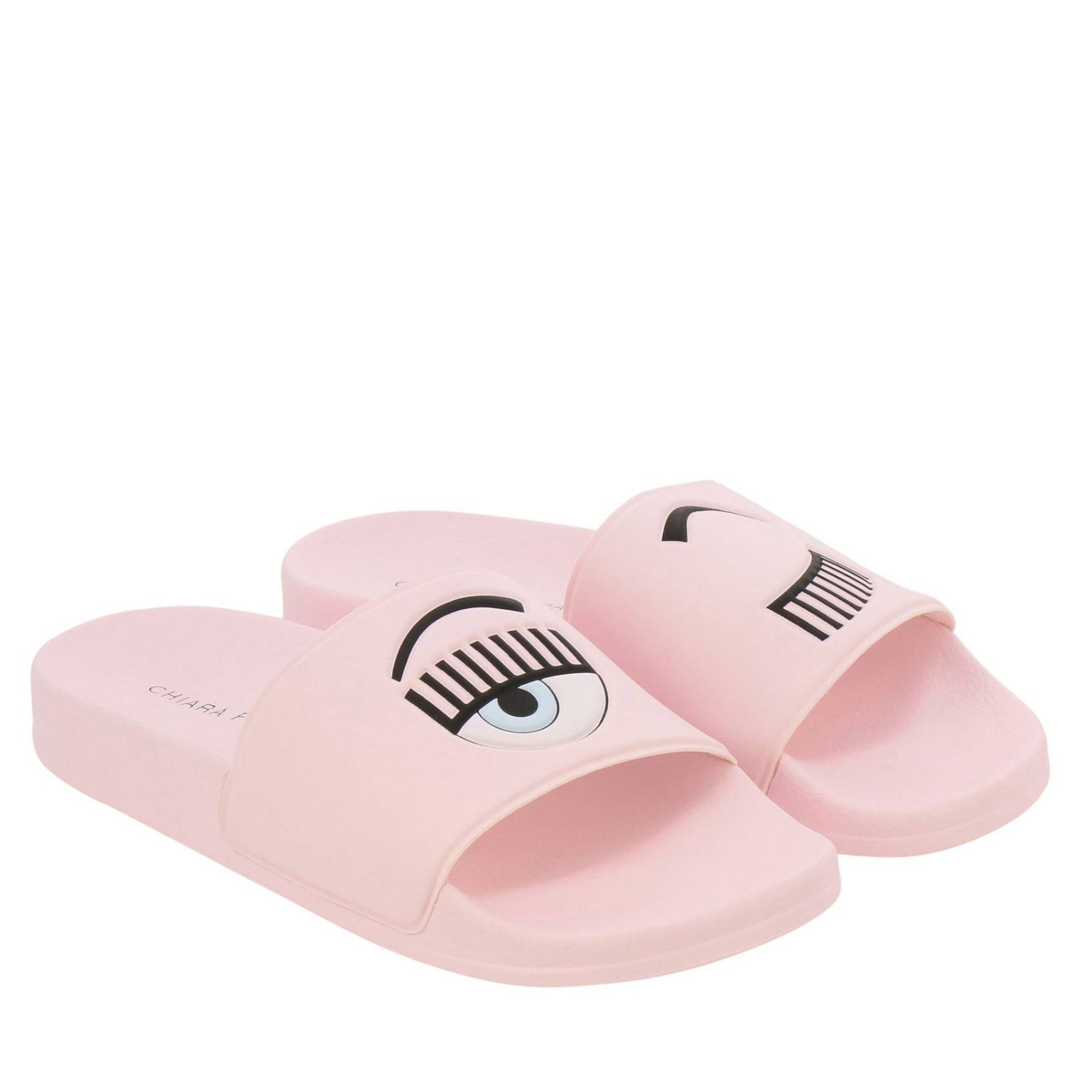Chiara Ferragni Outlet: Sandalo a ciabatta in gomma con logo Flirting -  Rosa | Sandali Bassi Chiara Ferragni CF2451 GIGLIO.COM