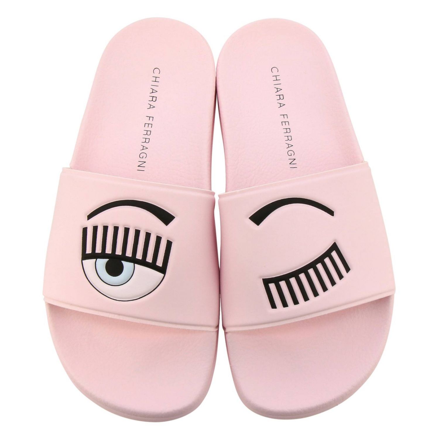 Chiara Ferragni Outlet: Sandalo a ciabatta in gomma con logo Flirting -  Rosa | Sandali Bassi Chiara Ferragni CF2451 GIGLIO.COM