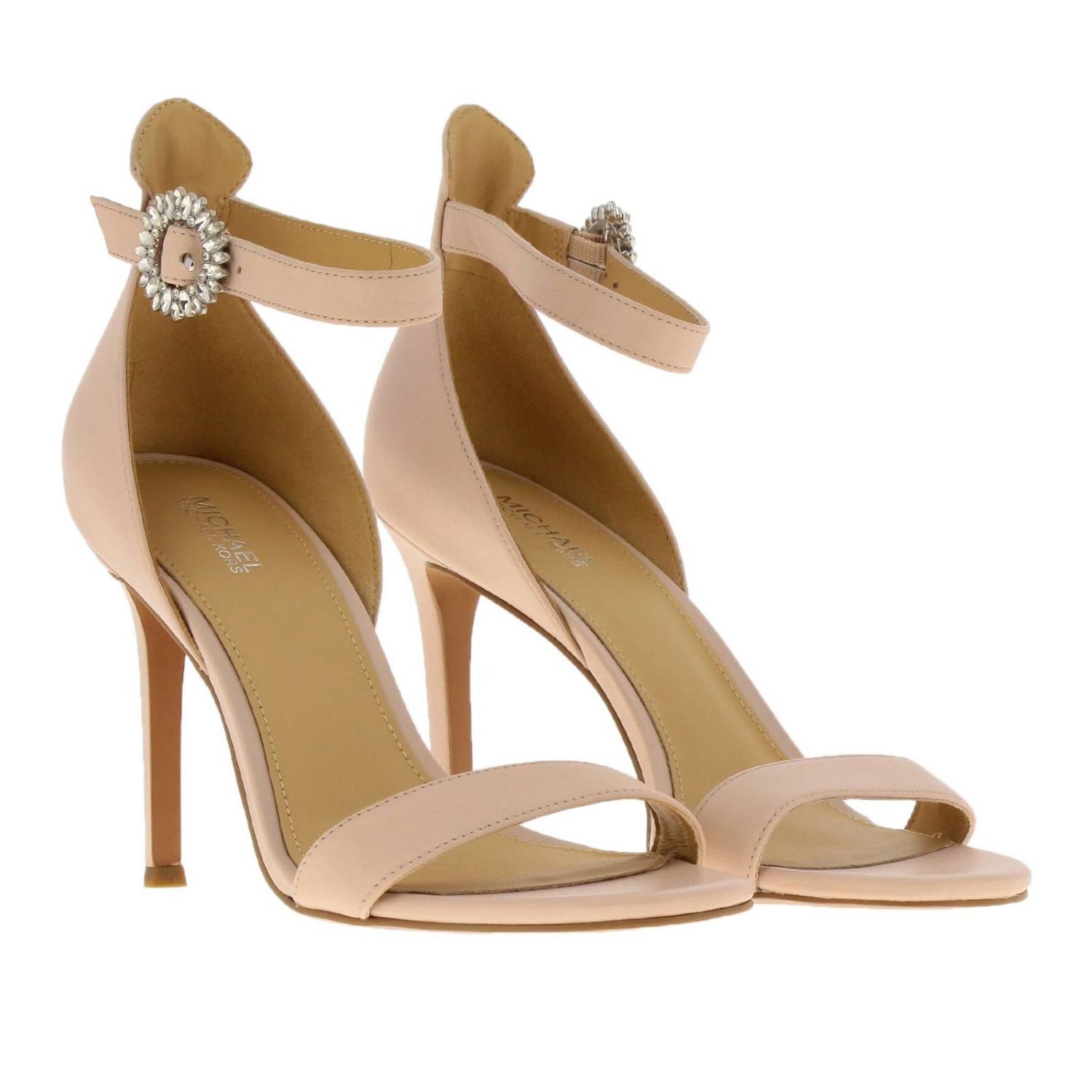 Michael Michael Kors Outlet: Sandalo Viola in pelle con fibbia gioiello -  Cipria | Sandali Con Tacco Michael Michael Kors 40S9VOHA1L GIGLIO.COM
