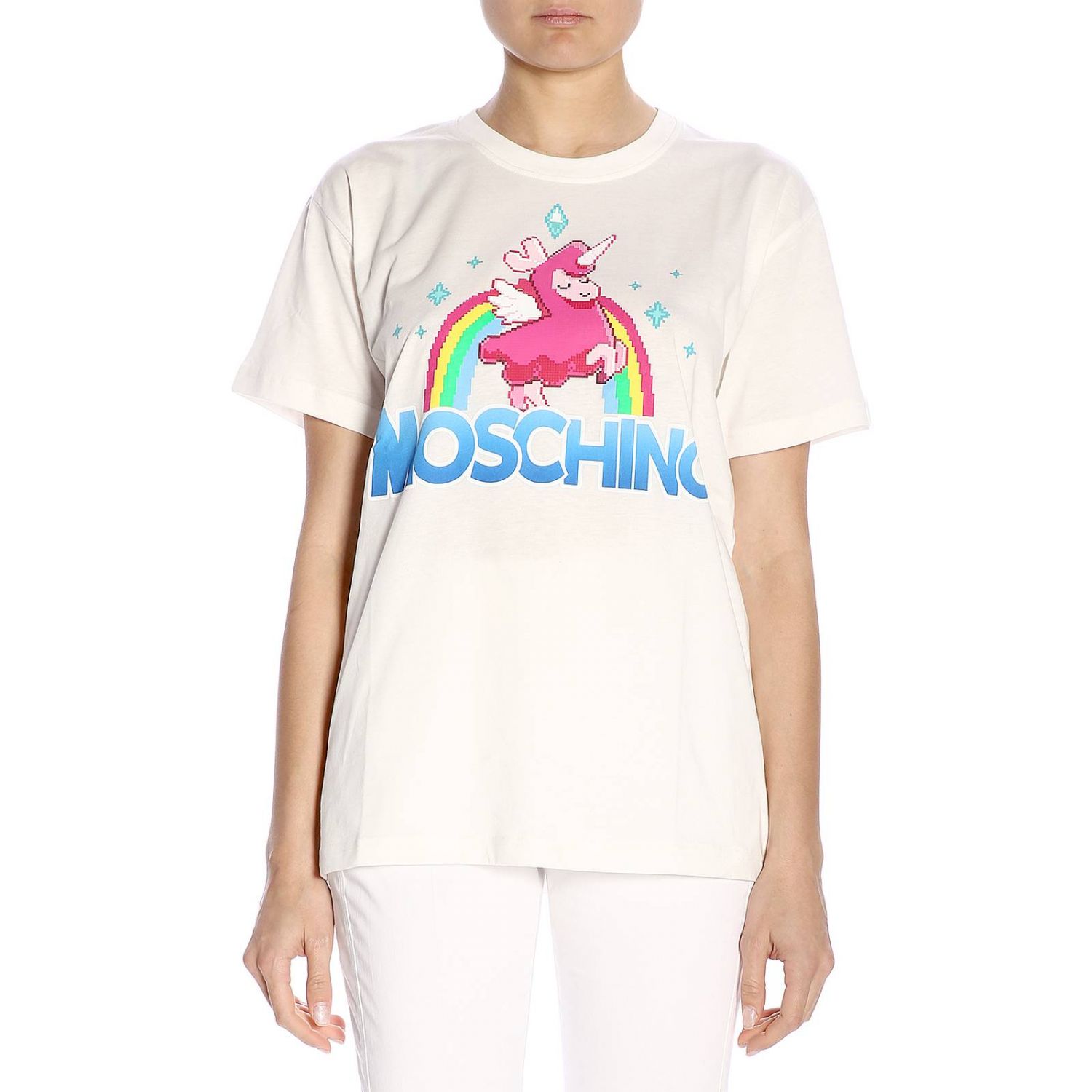 Moschino Outlet: Capsule Collection Pixel The Sims T-shirt in pure ...