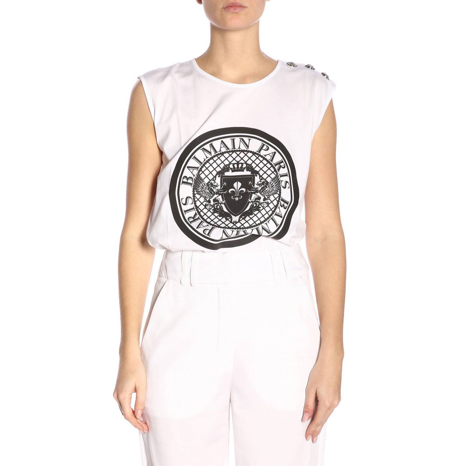 balmain women's white t shirt