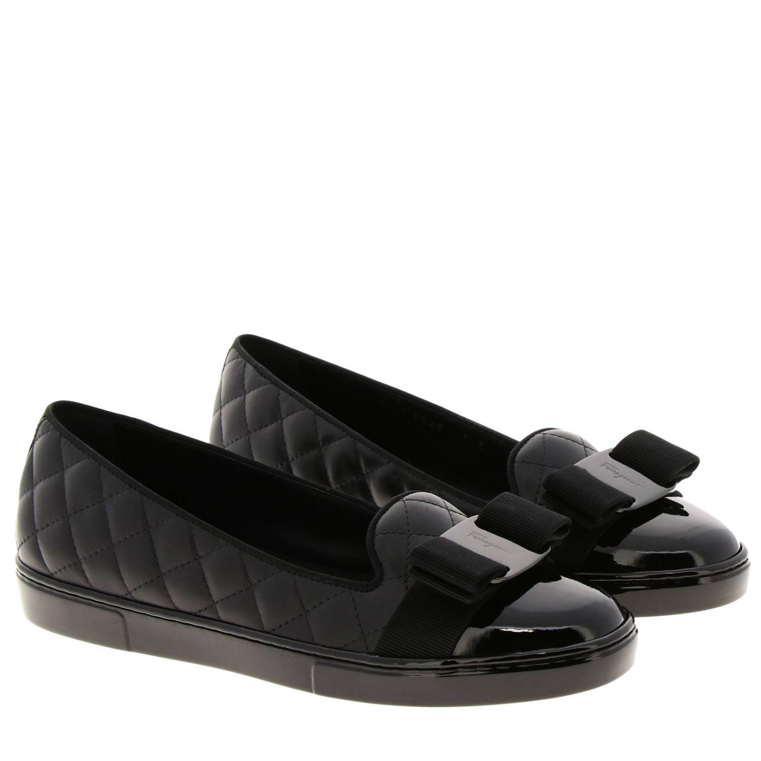 Salvatore Ferragamo Outlet: Lady q ballet flats in quilted leather with ...
