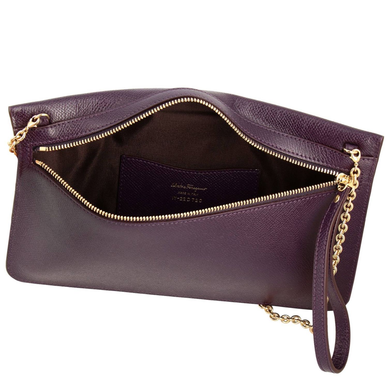 Salvatore Ferragamo Outlet Score leather Clutch bag Vara with shoulder