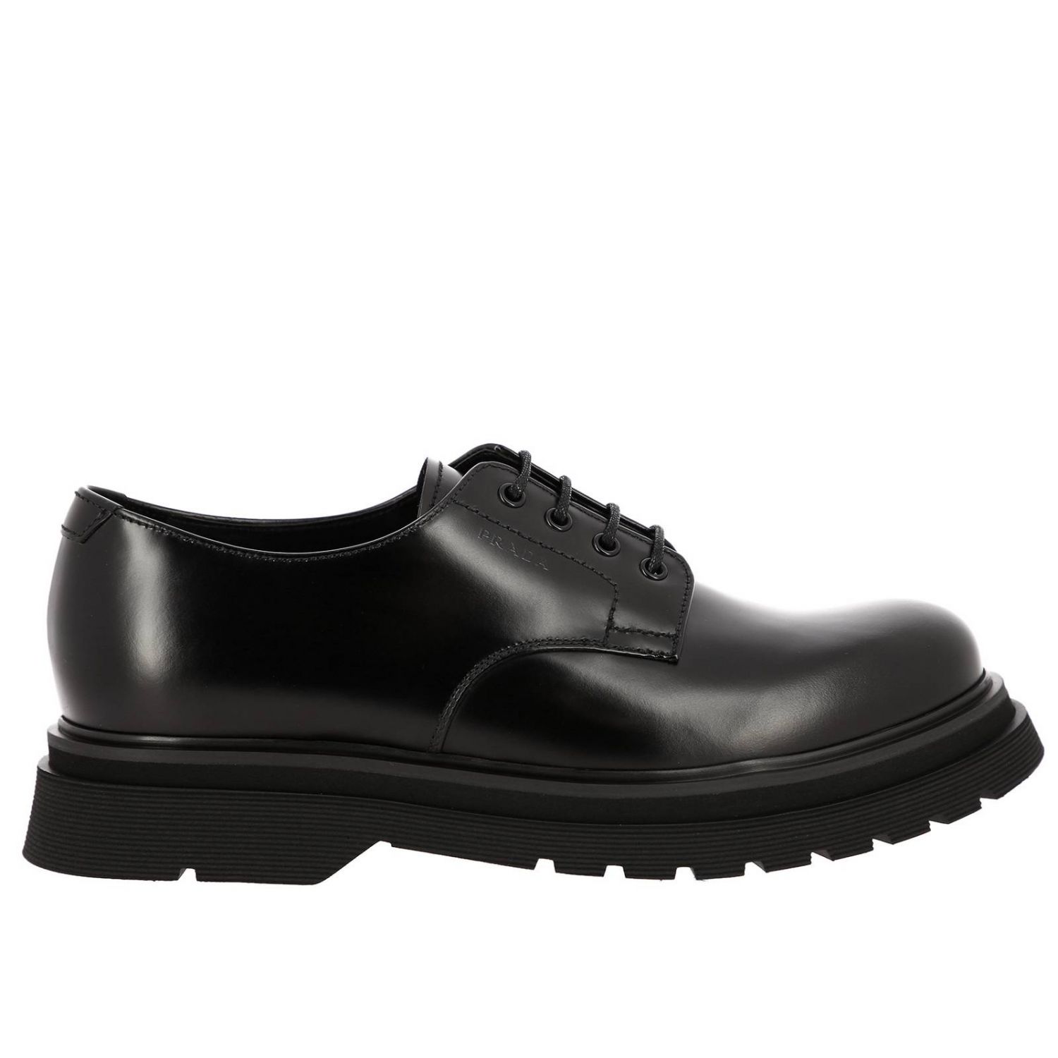 Zapatos derby de piel cepillada Prada de hombre de color Negro Hombre Zapatos de Zapatos con cordones 