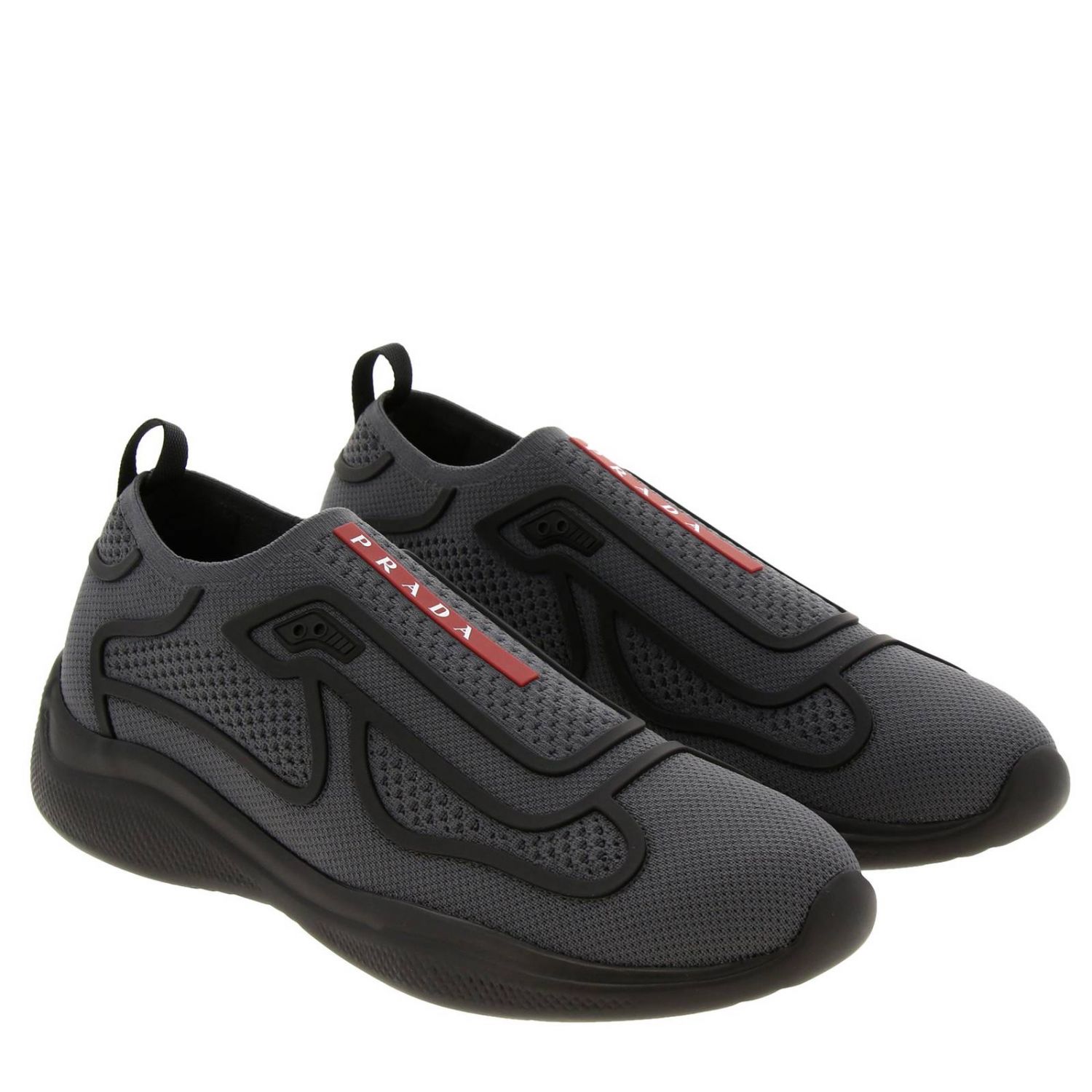 Trainers Prada: America's cup slip on technical mesh sneakers with Prada logo grey 2