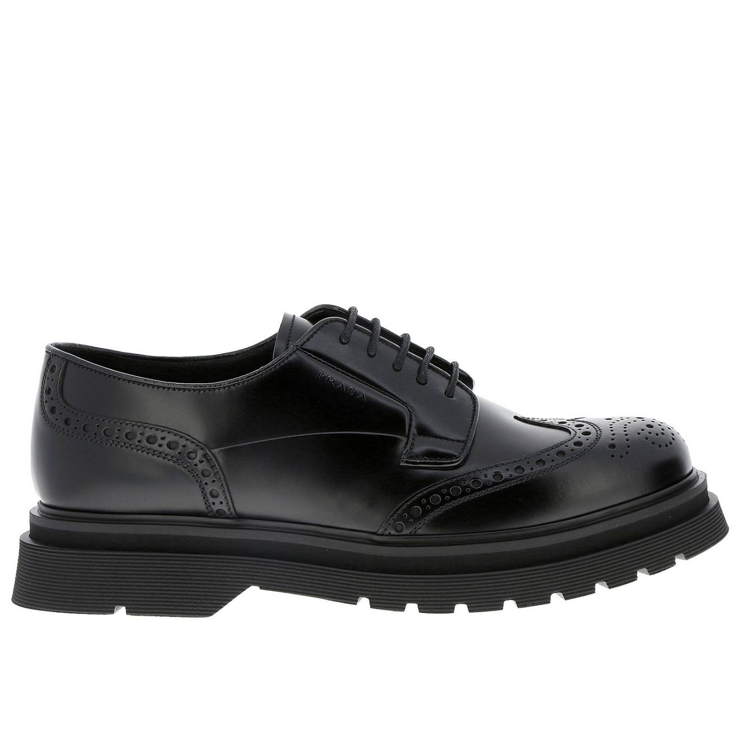Brogue shoes Prada: Prada derby shoes in brushed leather black 1