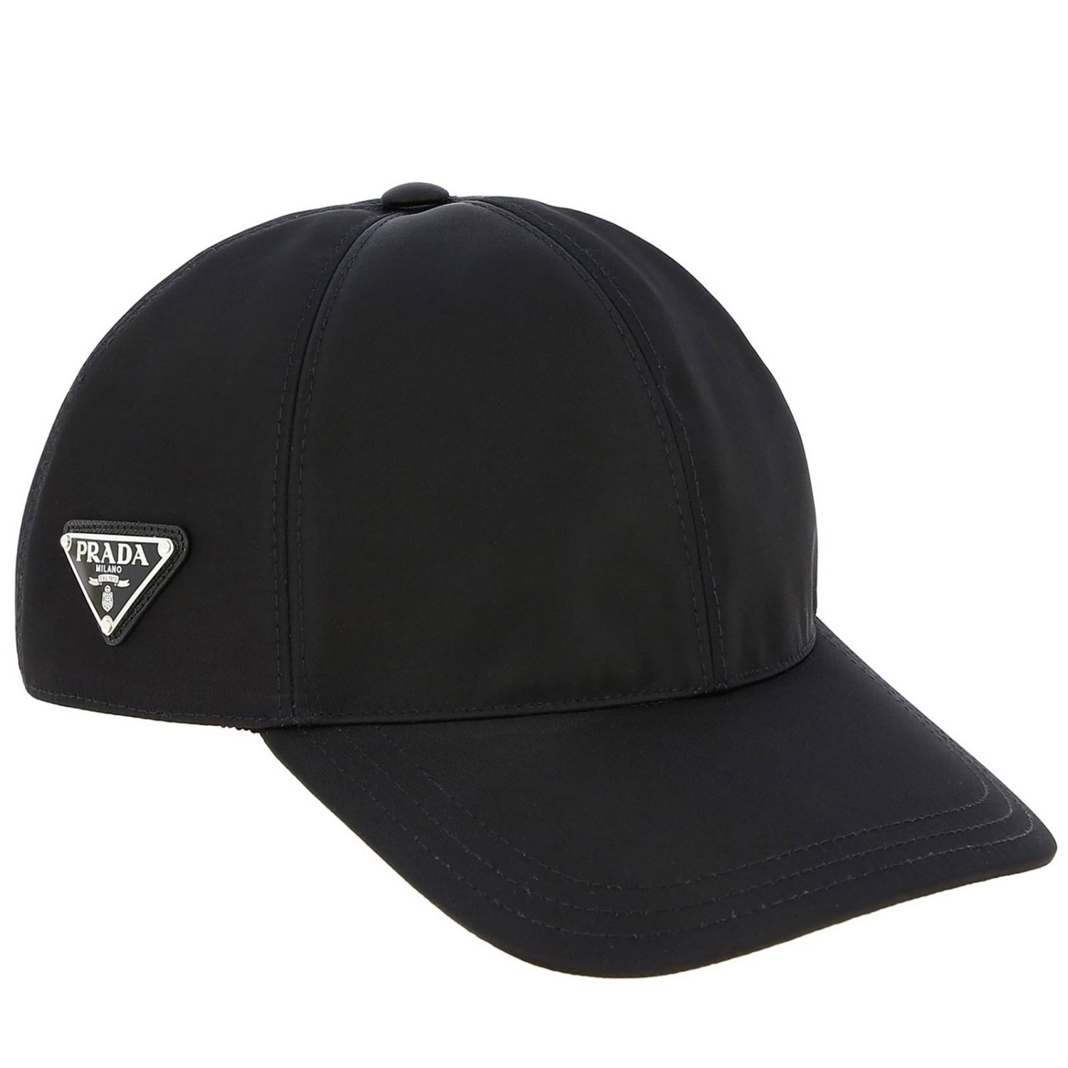 Prada Cappello In Nylon Stile Baseball Con Logo Triangolare Cappello