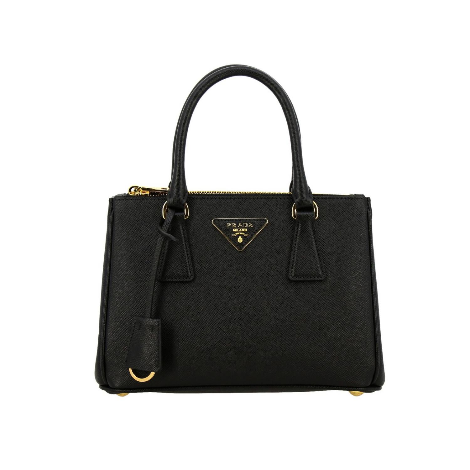 PRADA: Mini Galleria bag in Saffiano leather with triangular logo ...