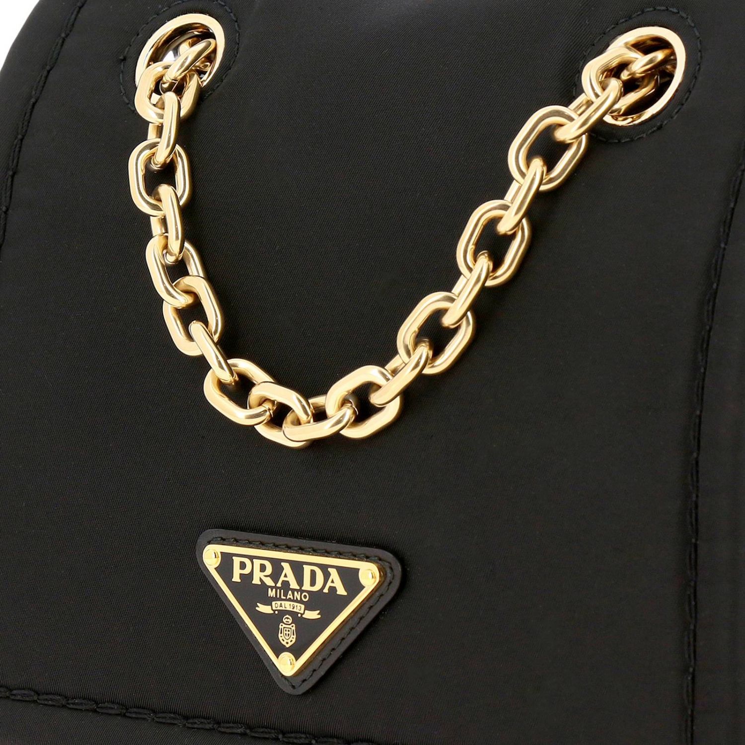 Prada shoulder bag in nylon with sliding chain and triangular logo | Mini Bag Prada Women Black ...