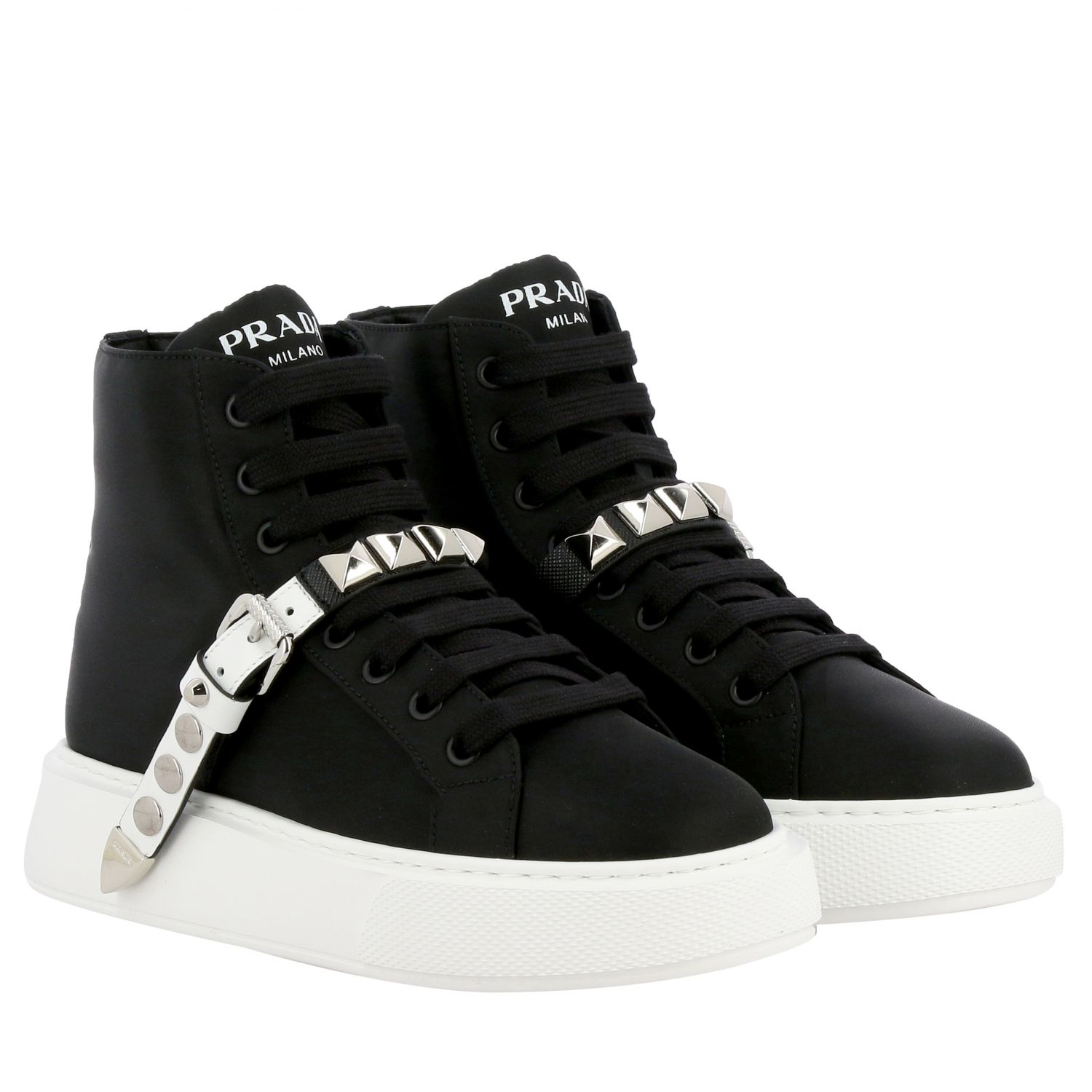 PRADA: sneakers for women - Black | Prada sneakers 1T692L W08 online on ...