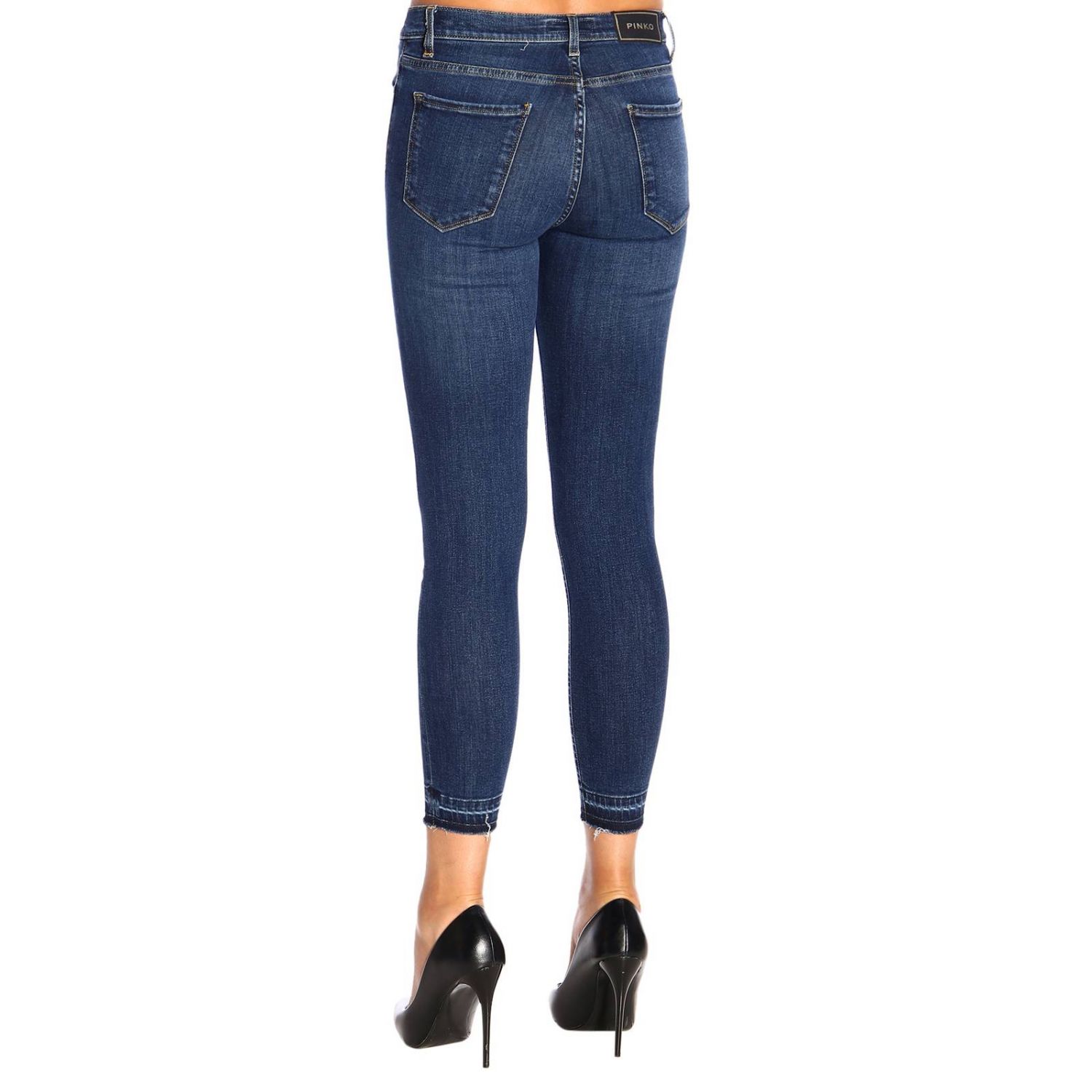 Pinko Outlet: Sabrina 10 jeans in skinny denim with fringed hem - Denim ...