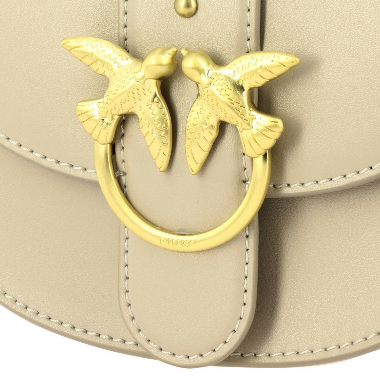 Pinko Outlet: Baby round love simply leather belt bag - Yellow Cream ...