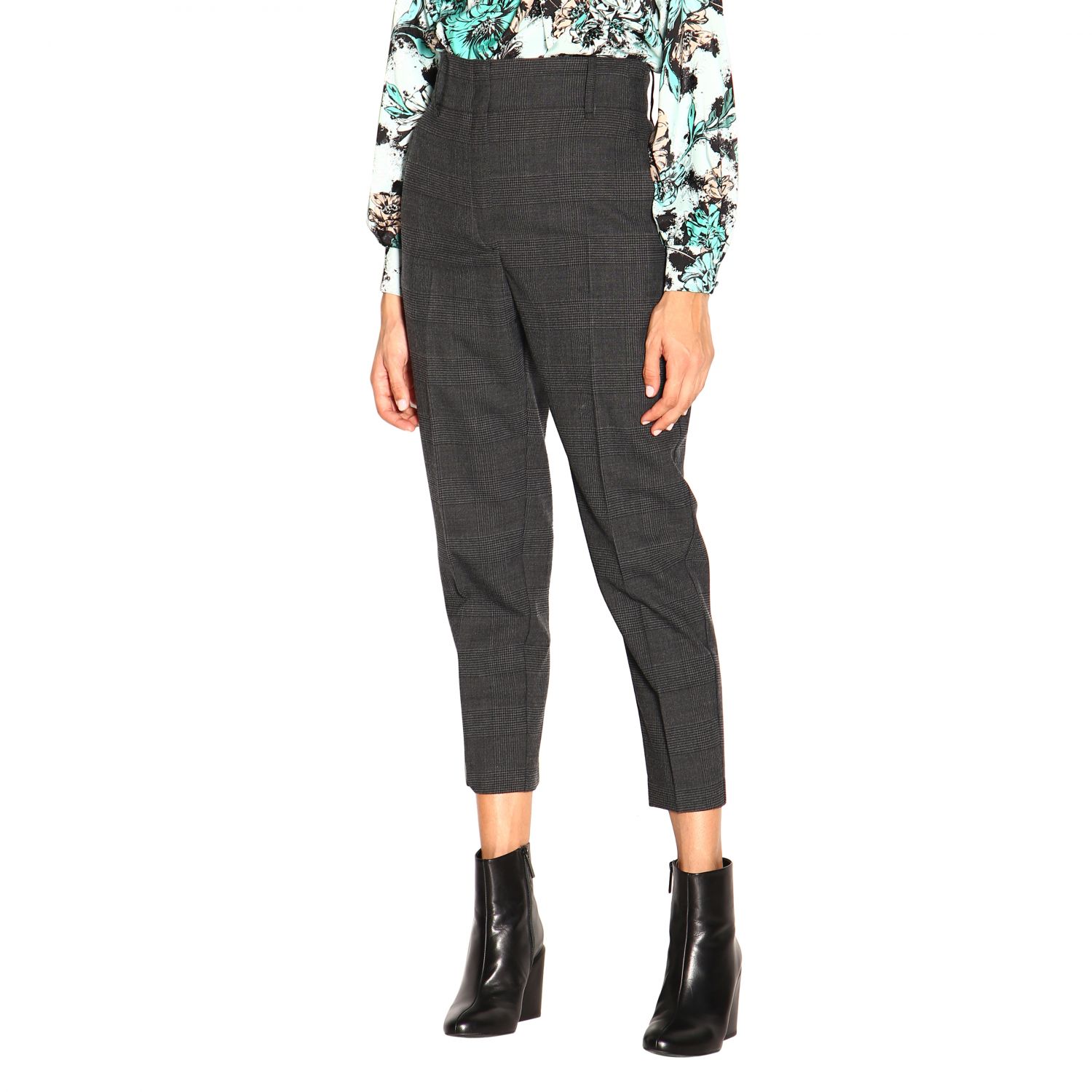 Pinko Outlet: Pantalone Tenerezza a vita alta in principe di galles -  Antracite | Tailleur Pinko 1B13WE-7692 TENEREZZA GIGLIO.COM