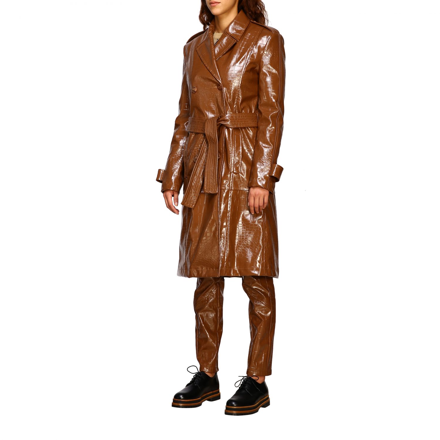 Trench Pinko: Trench Festival Pinko in pelle ecologica stampa cocco cammello 4