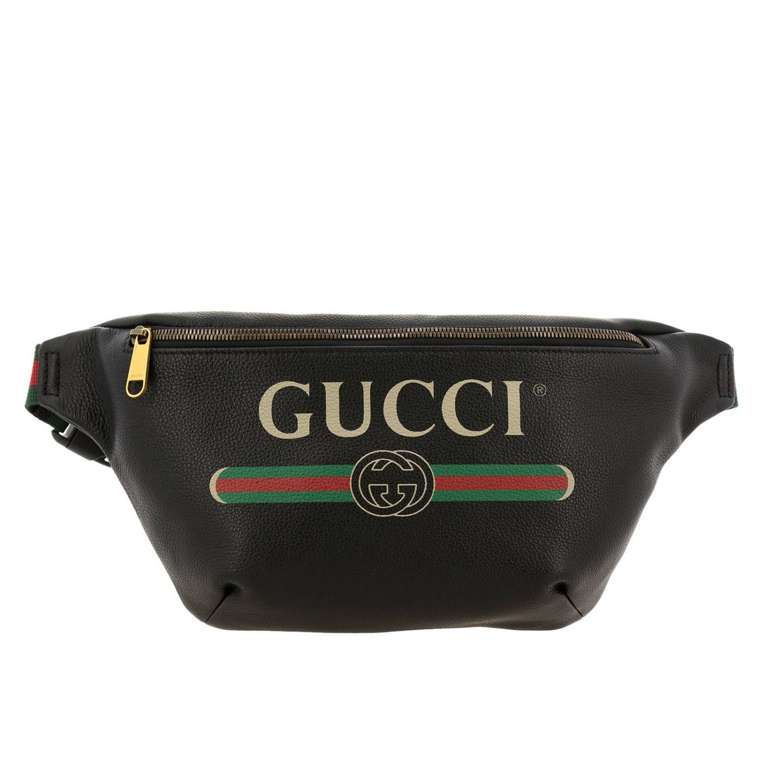 Gucci Large Print Pouch In Genuine Hammered Leather With Classic Print Belt Bag Gucci Men 