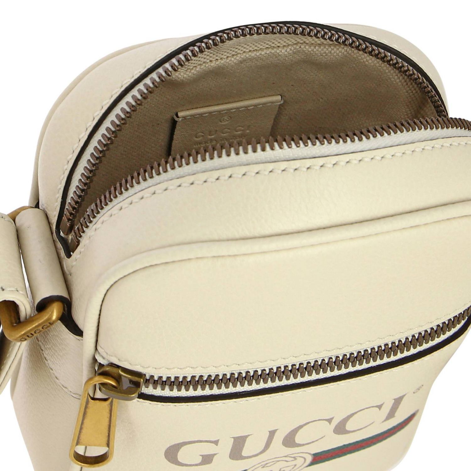 GUCCI: Print bag in hammered leather with Classic print | Mini Bag