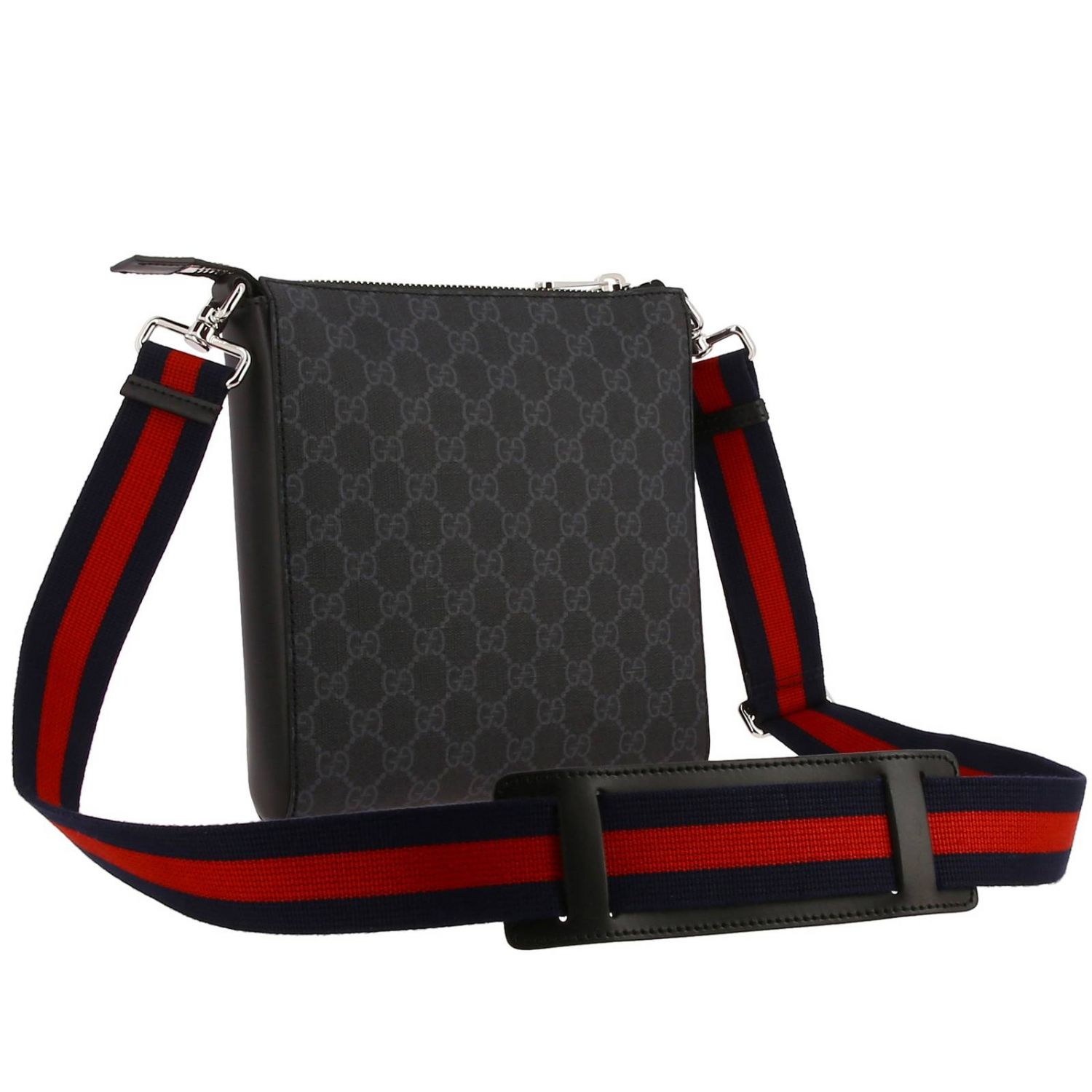GUCCI: GG Supreme leather bag with Web shoulder strap | Shoulder Bag
