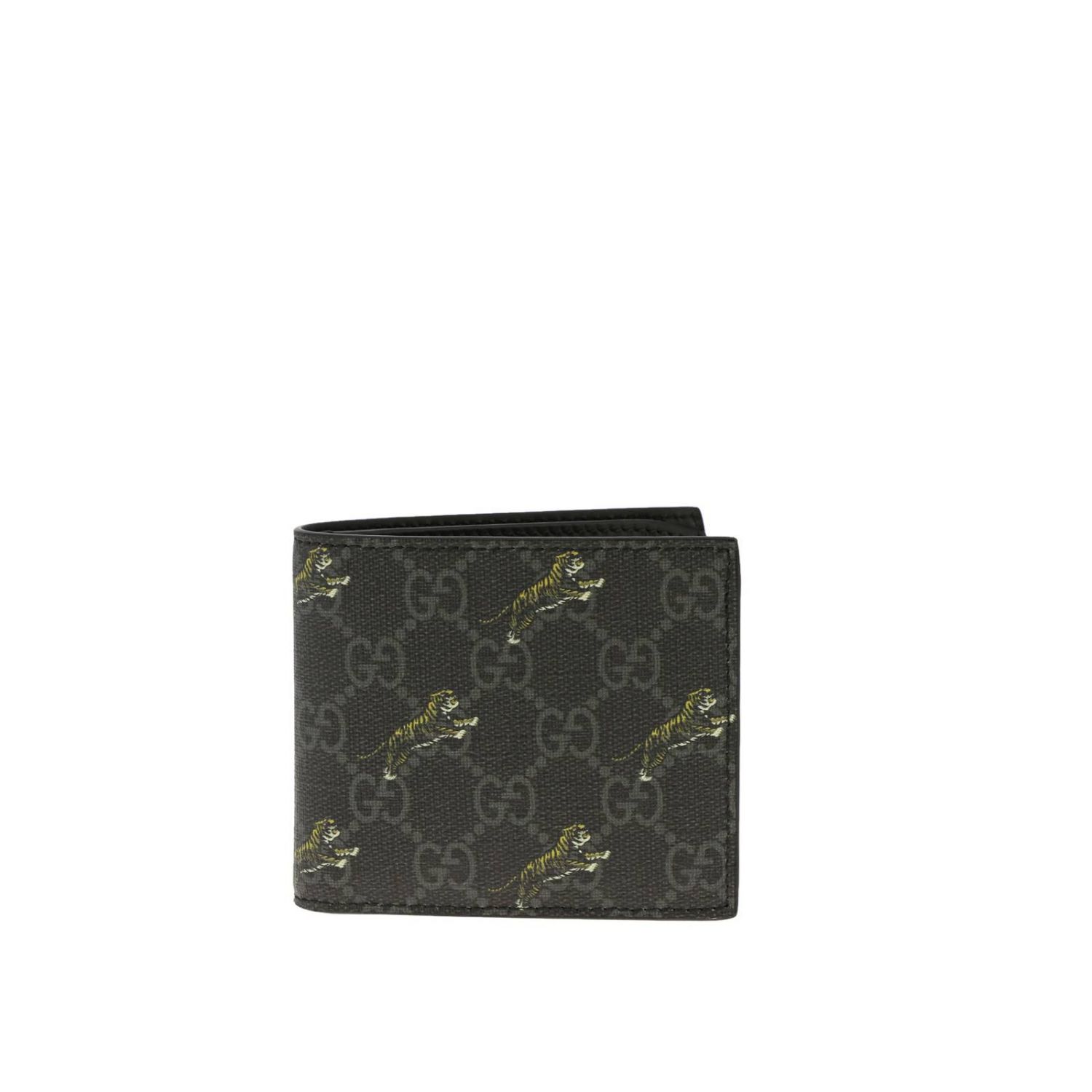 GUCCI: Supreme wallet with all over tiger print - Black | Gucci wallet ...