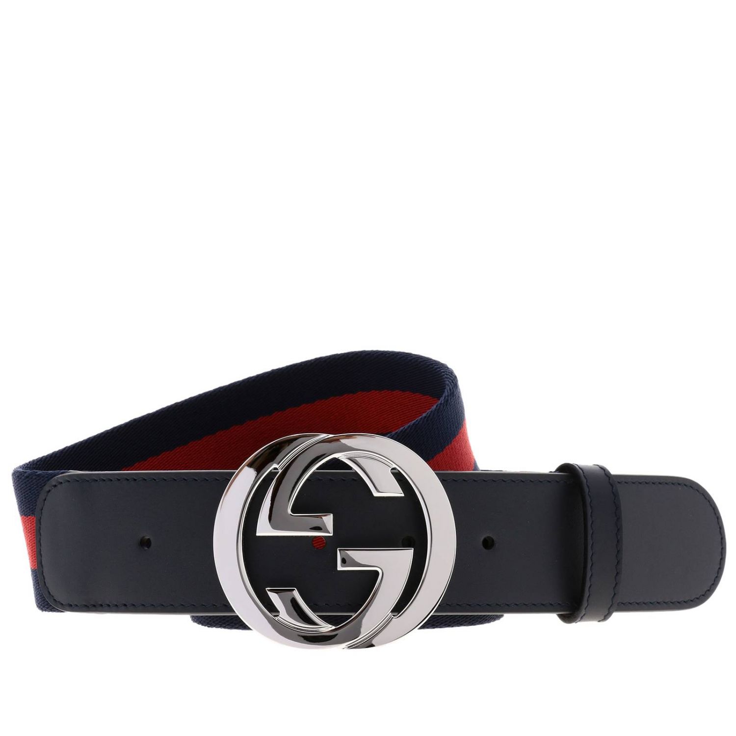 granero cómo utilizar Quinto GUCCI: interlocking belt in leather and Web canvas - Blue | Gucci belt  411924 H917N online on GIGLIO.COM