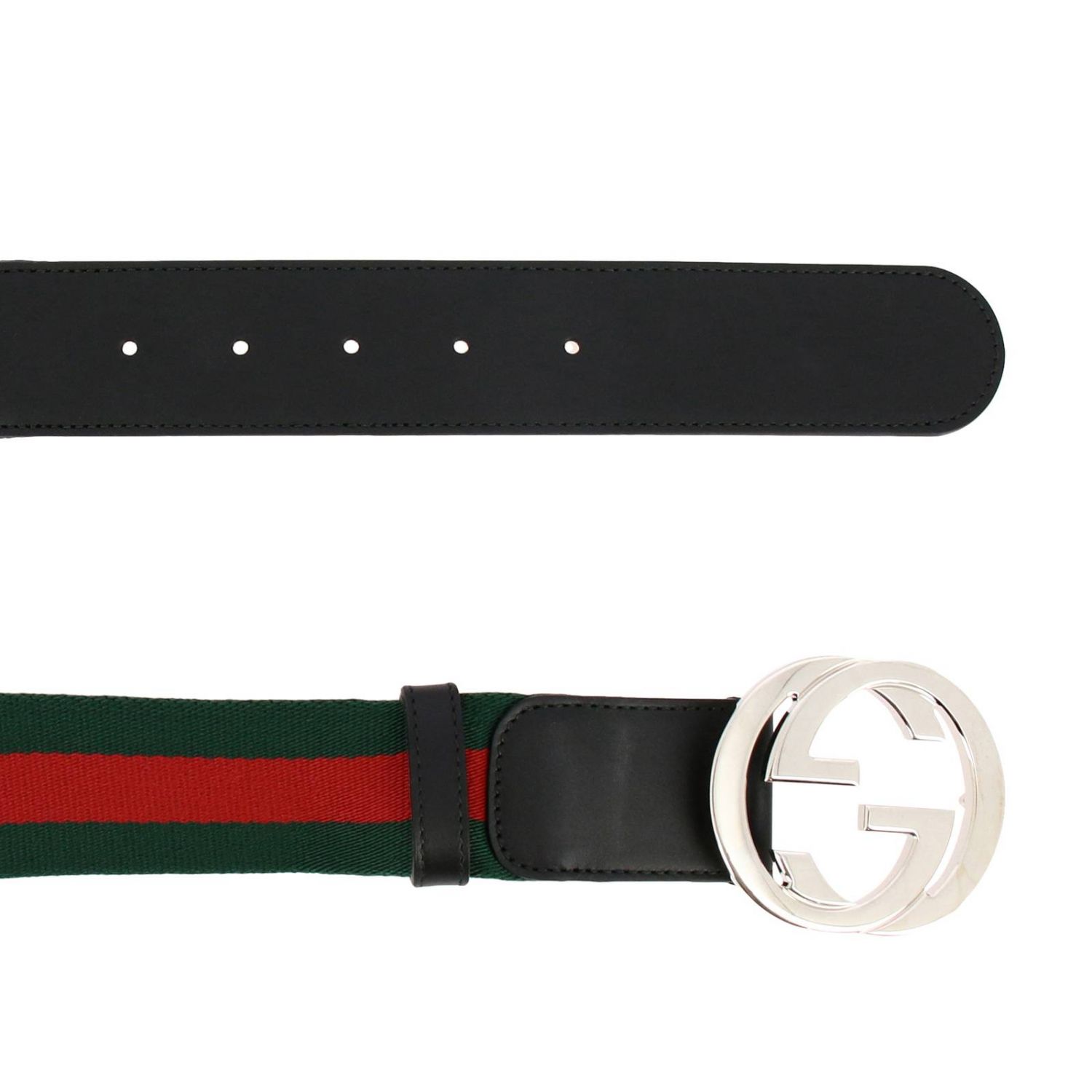 GUCCI: interlocking belt in leather and Web canvas | Belt Gucci Men ...