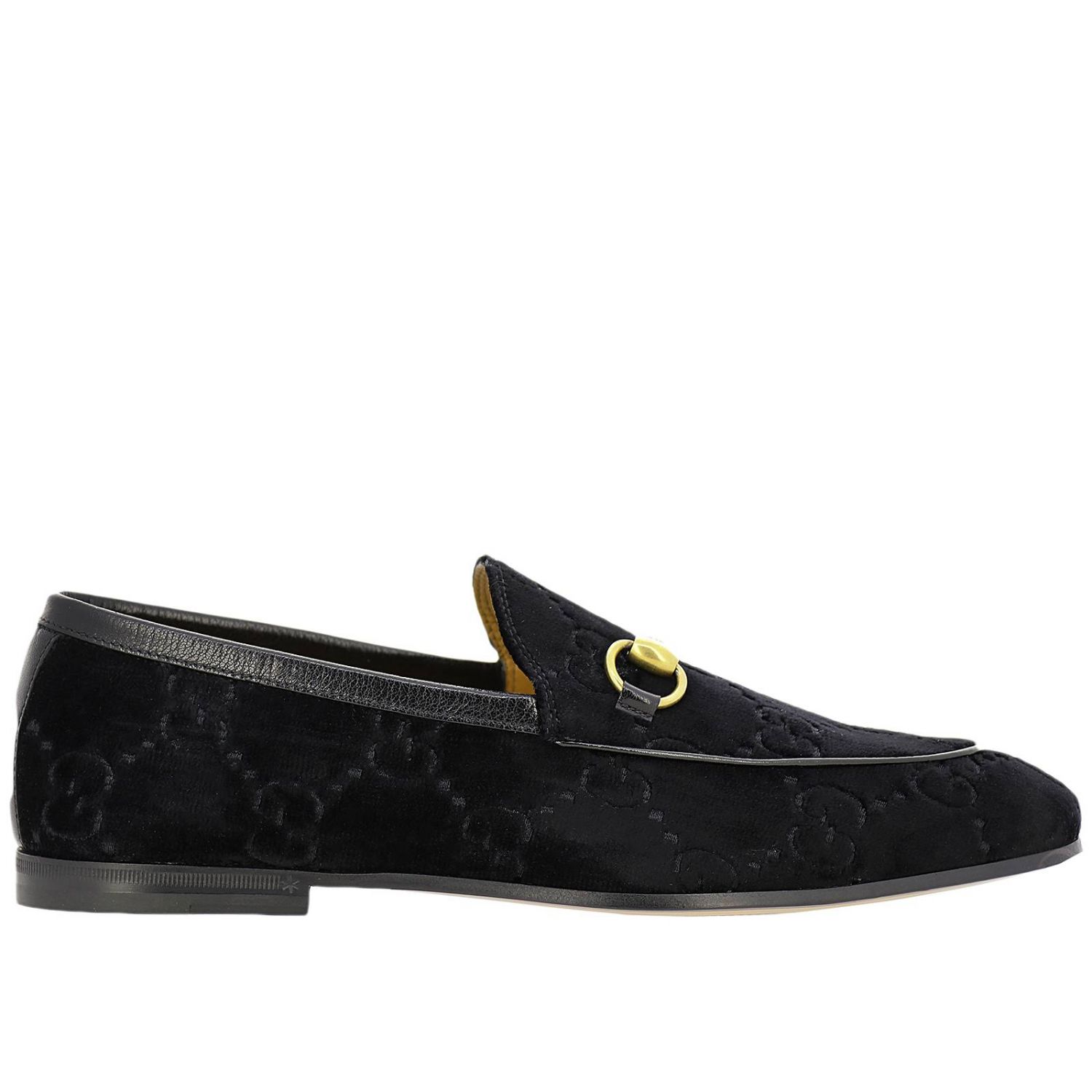 GUCCI: New jordaan Classic loafers in soft velvet GG with metal clamp ...