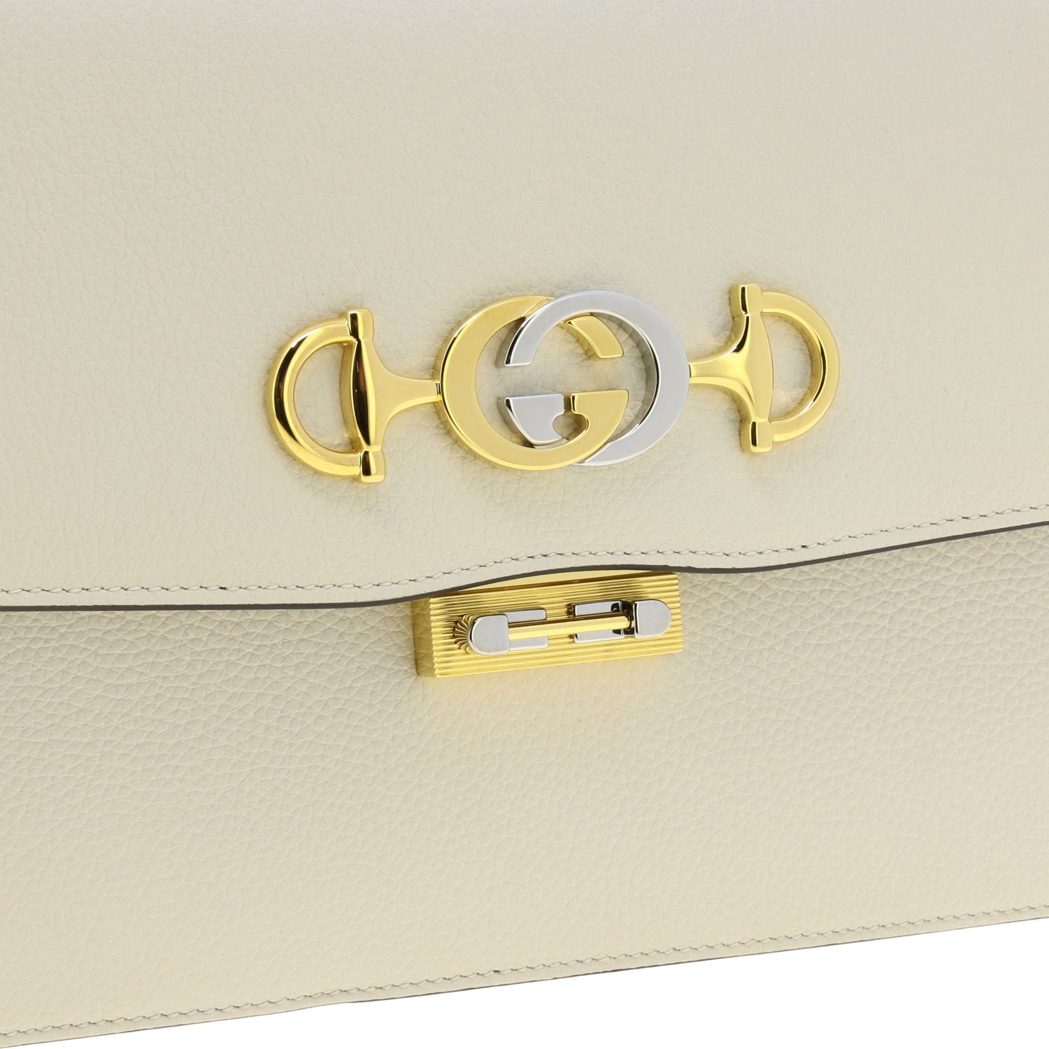 GUCCI: zumi textured leather bag with shoulder strap - White ...