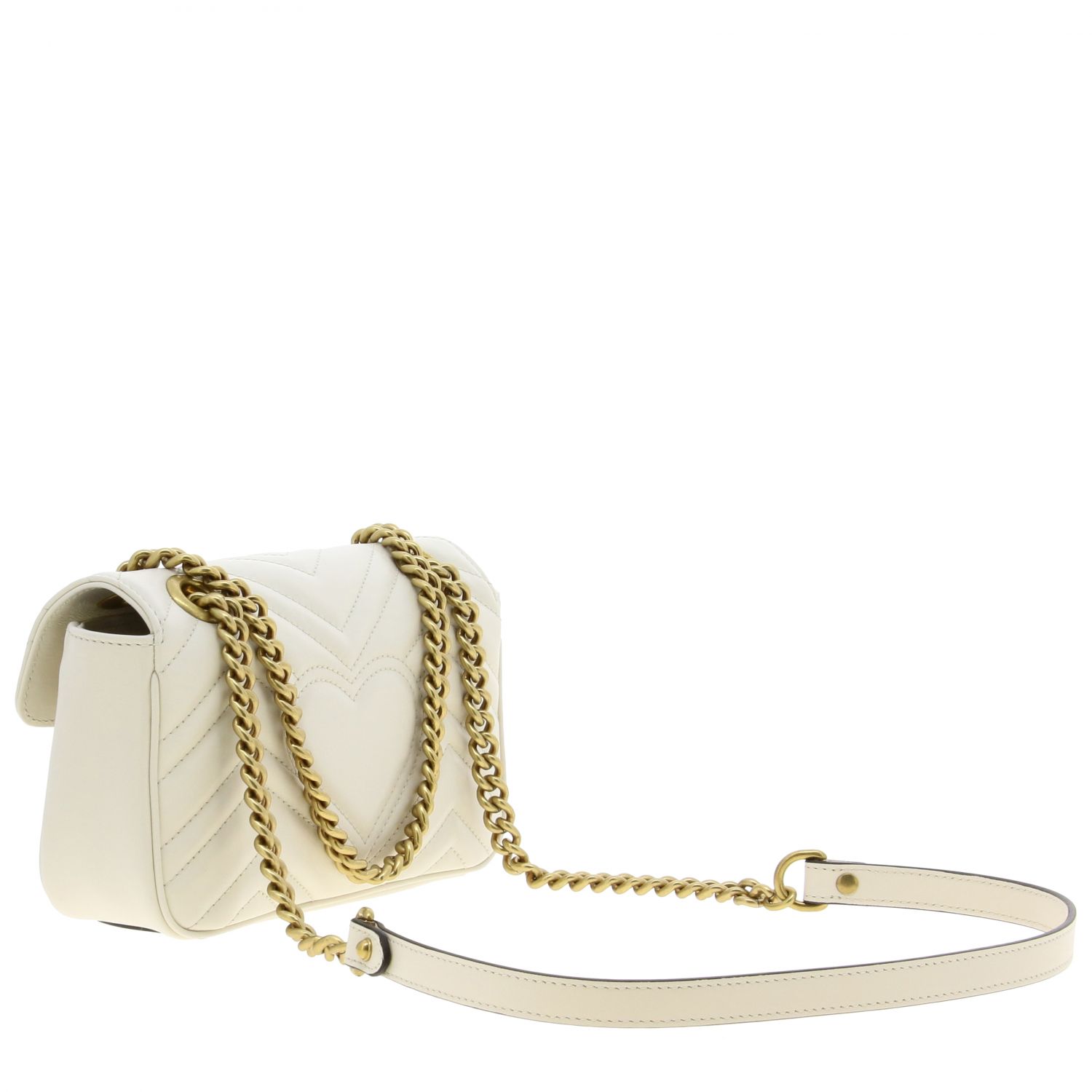 GUCCI Medium GG Marmont bag in quilted leather with chevron pattern