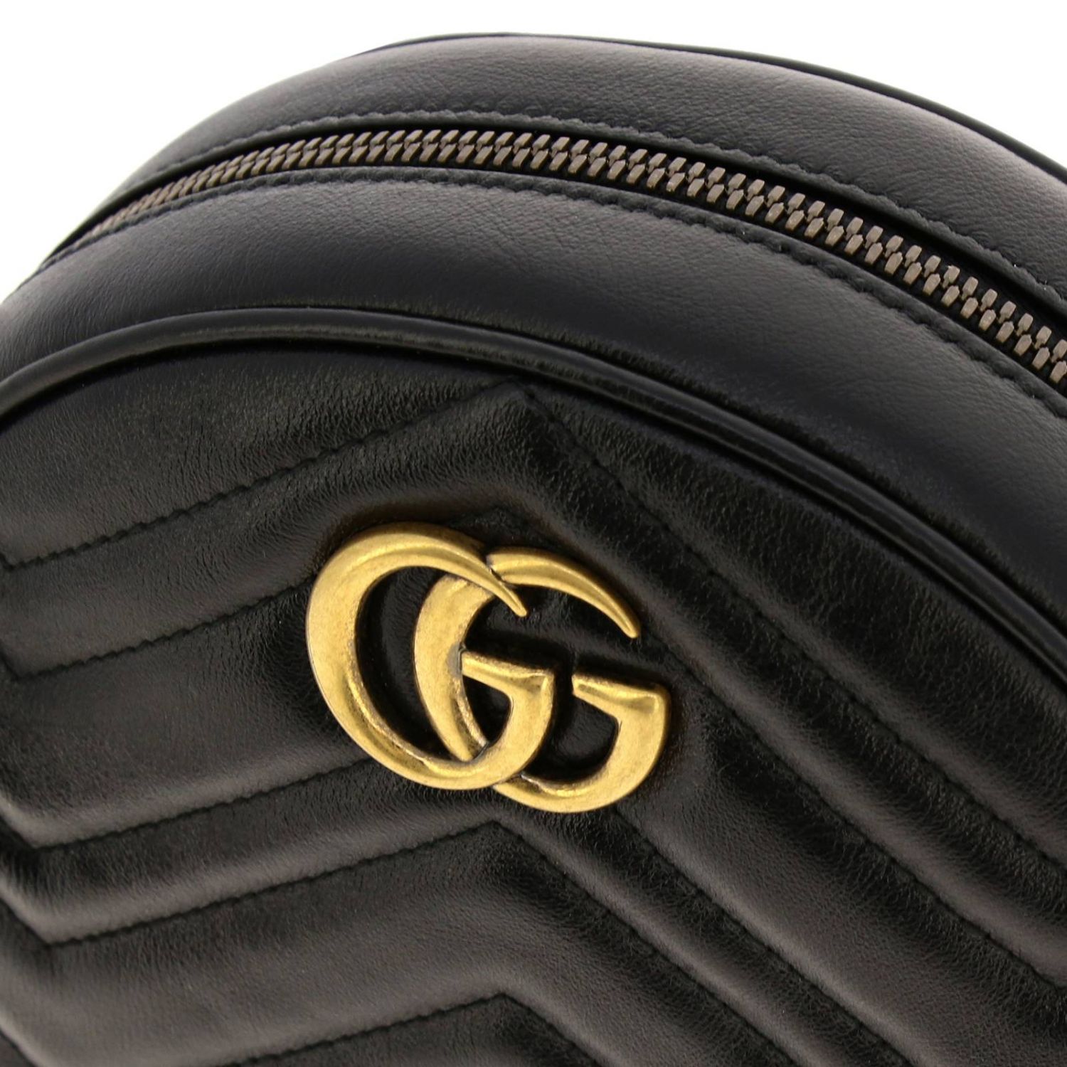 GUCCI: GG Marmont disco bag in quilted leather - Black | Gucci mini bag ...