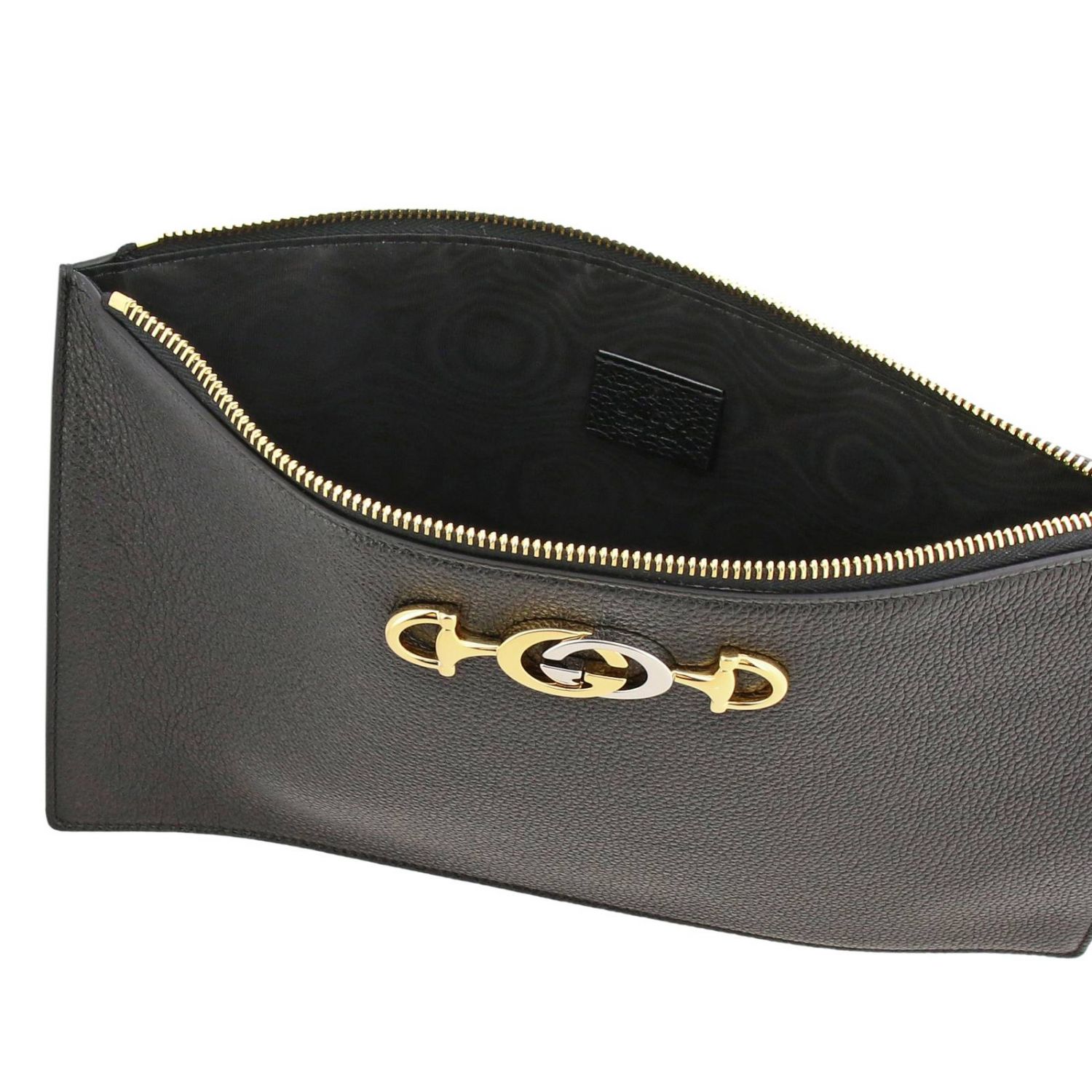 Zucci Gucci leather clutch bag with Gucci new logo | Clutch Gucci Women Black | Clutch Gucci ...