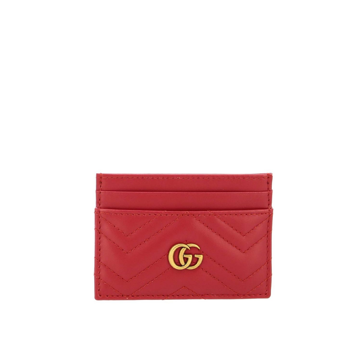 GUCCI: Marmont credit card holder in quilted leather with GG monogram ...